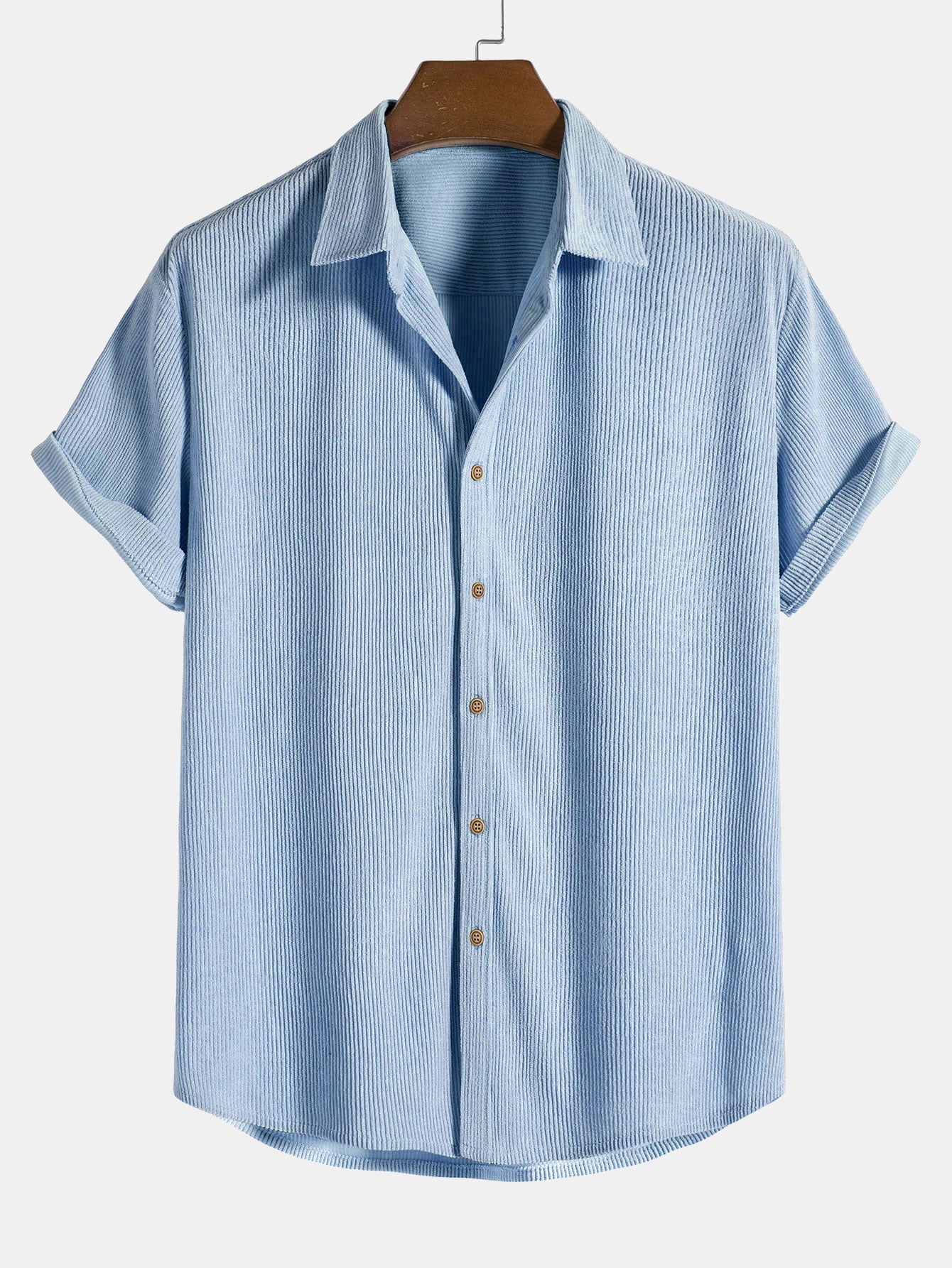 Corduroy Button Up Short Sleeved Shirt - Naturzy