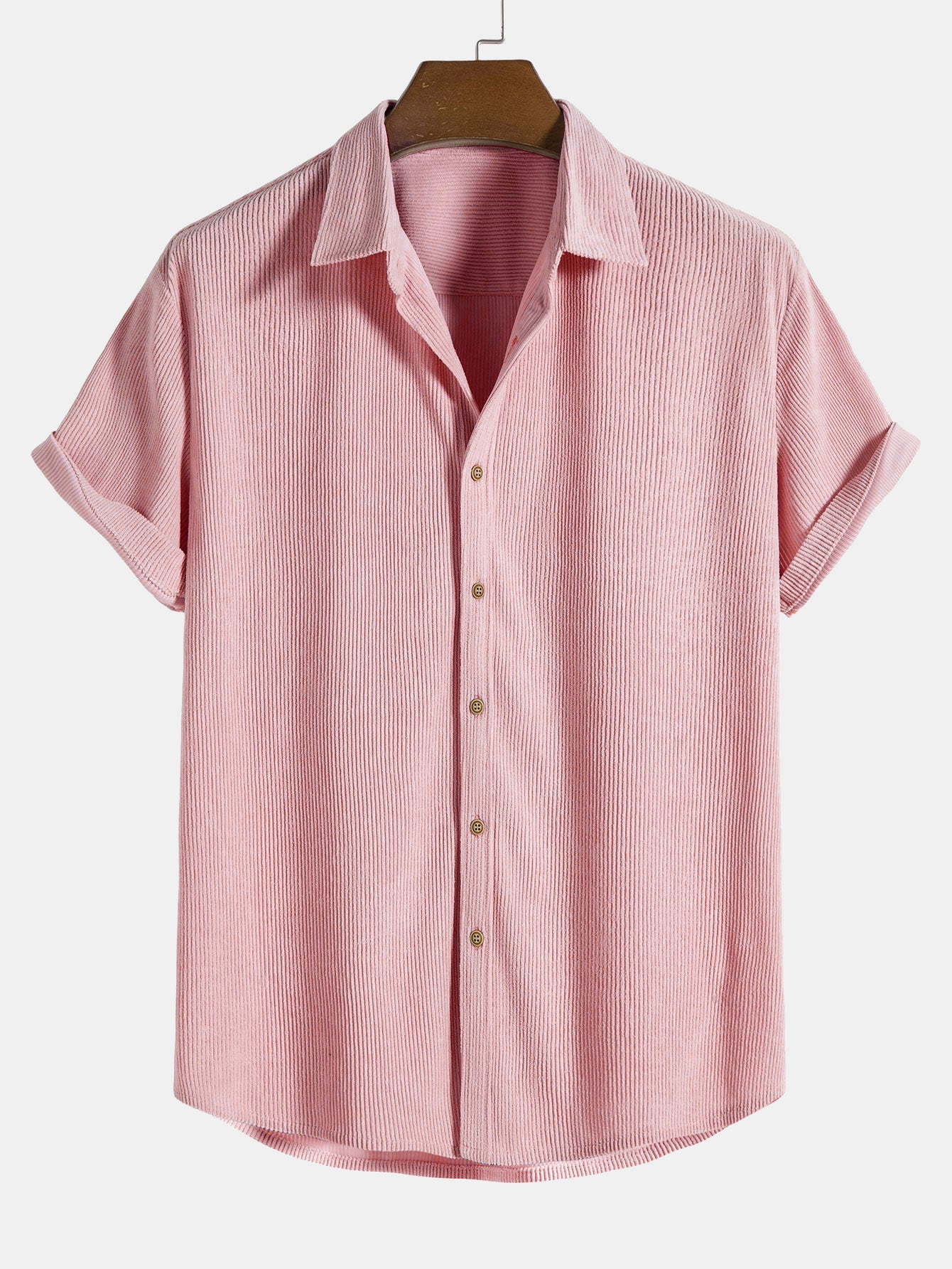 Corduroy Button Up Short Sleeved Shirt - Naturzy