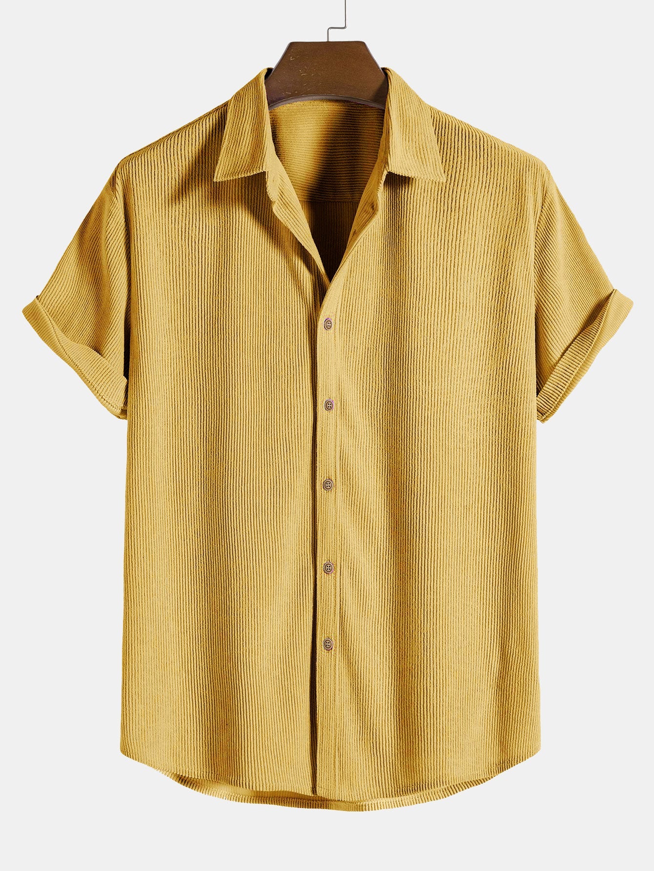 Corduroy Button Up Short Sleeved Shirt - Naturzy