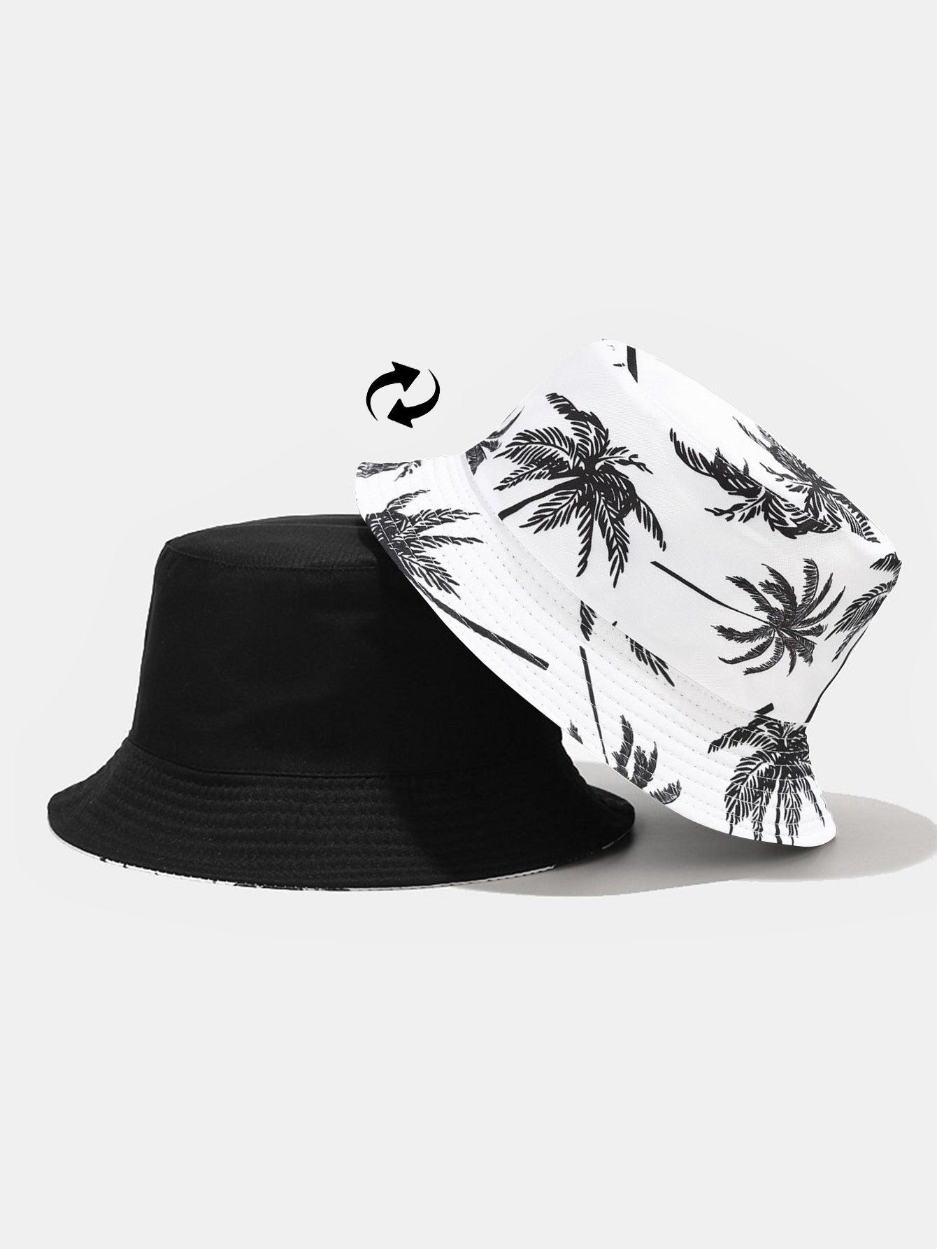 Double Side Reversible Palm Tree Pattern Bucket Hat - Naturzy