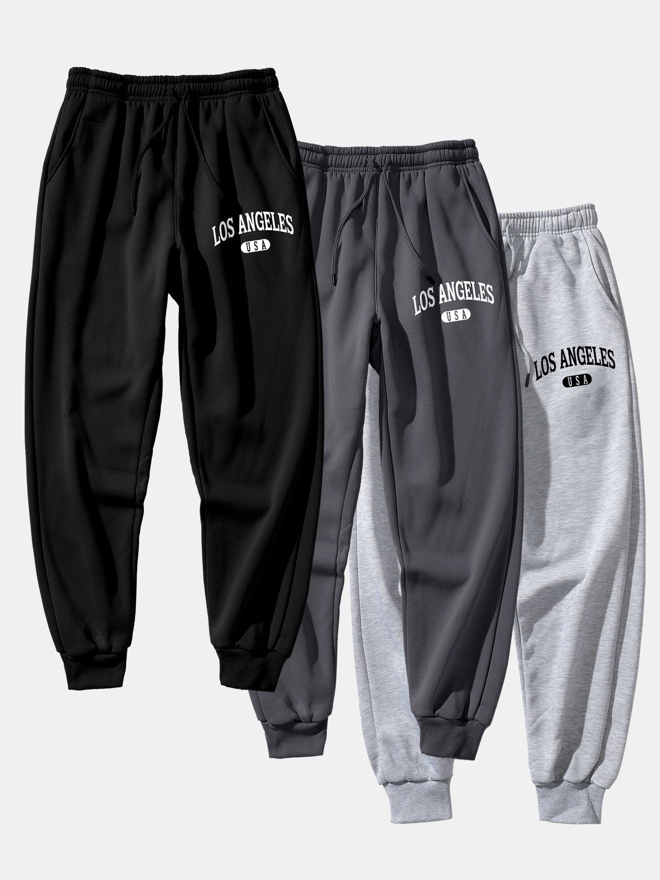 3 Pieces Los Angeles Print Jogger Pants - Naturzy