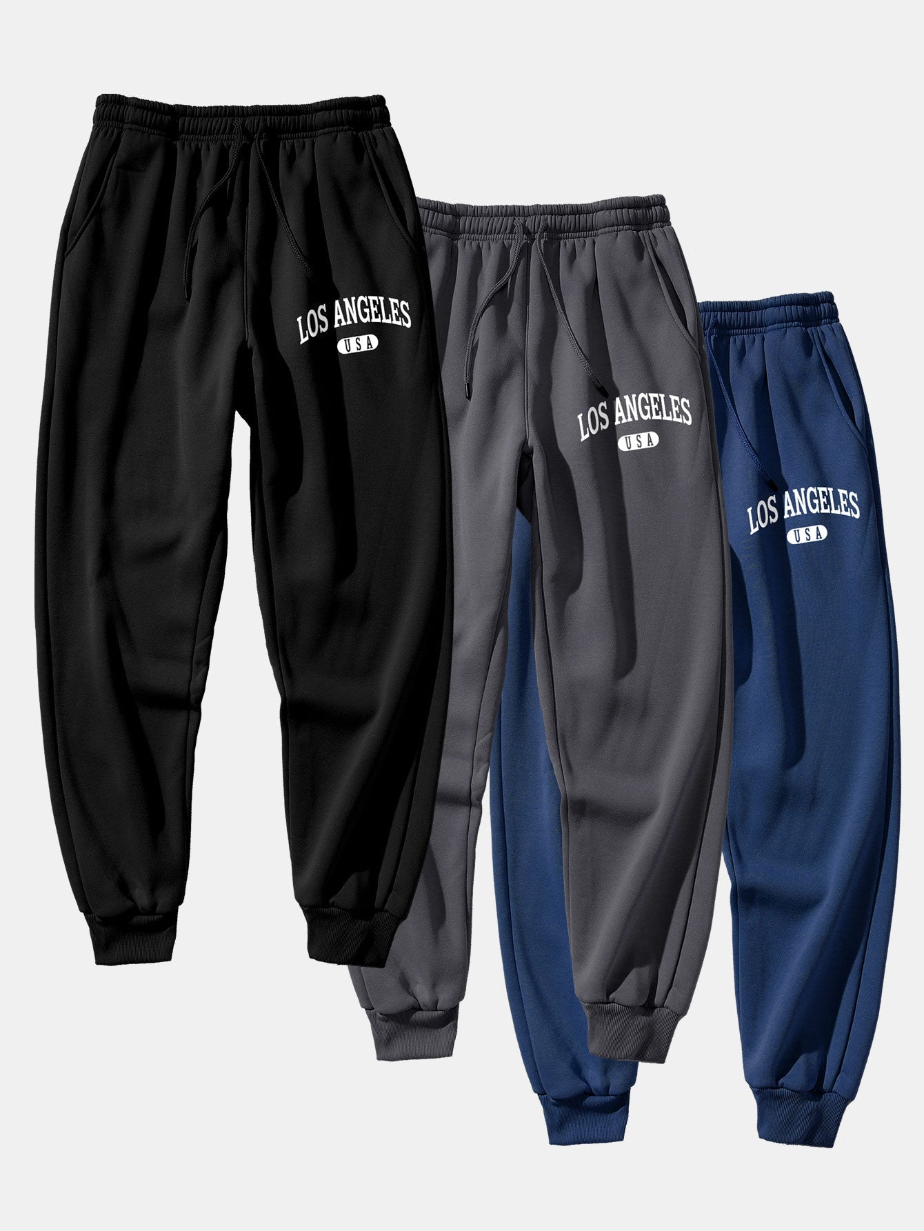3 Pieces Los Angeles Print Jogger Pants - Naturzy