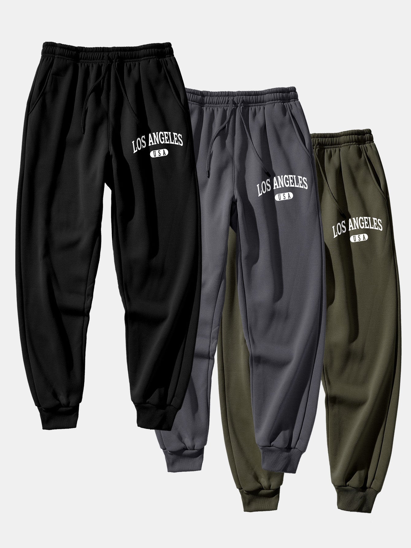 3 Pieces Los Angeles Print Jogger Pants - Naturzy
