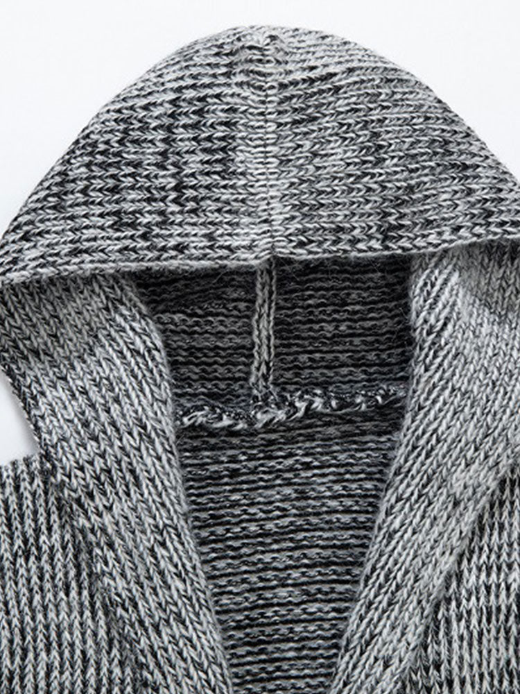 Long Line Knitted Hooded Cardigan - Naturzy