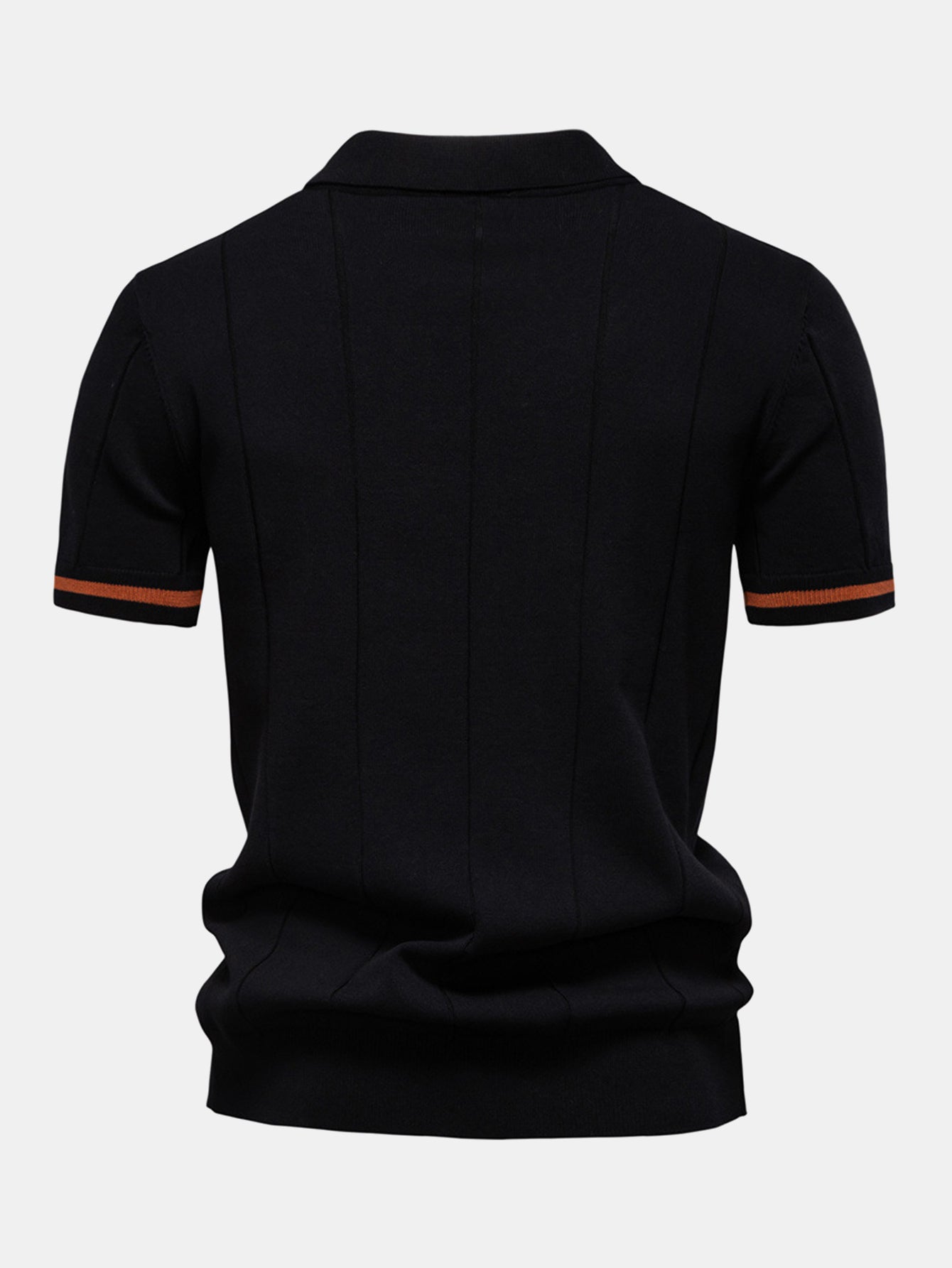 Contrast Trim Zipper Knit Polo Shirt - Naturzy