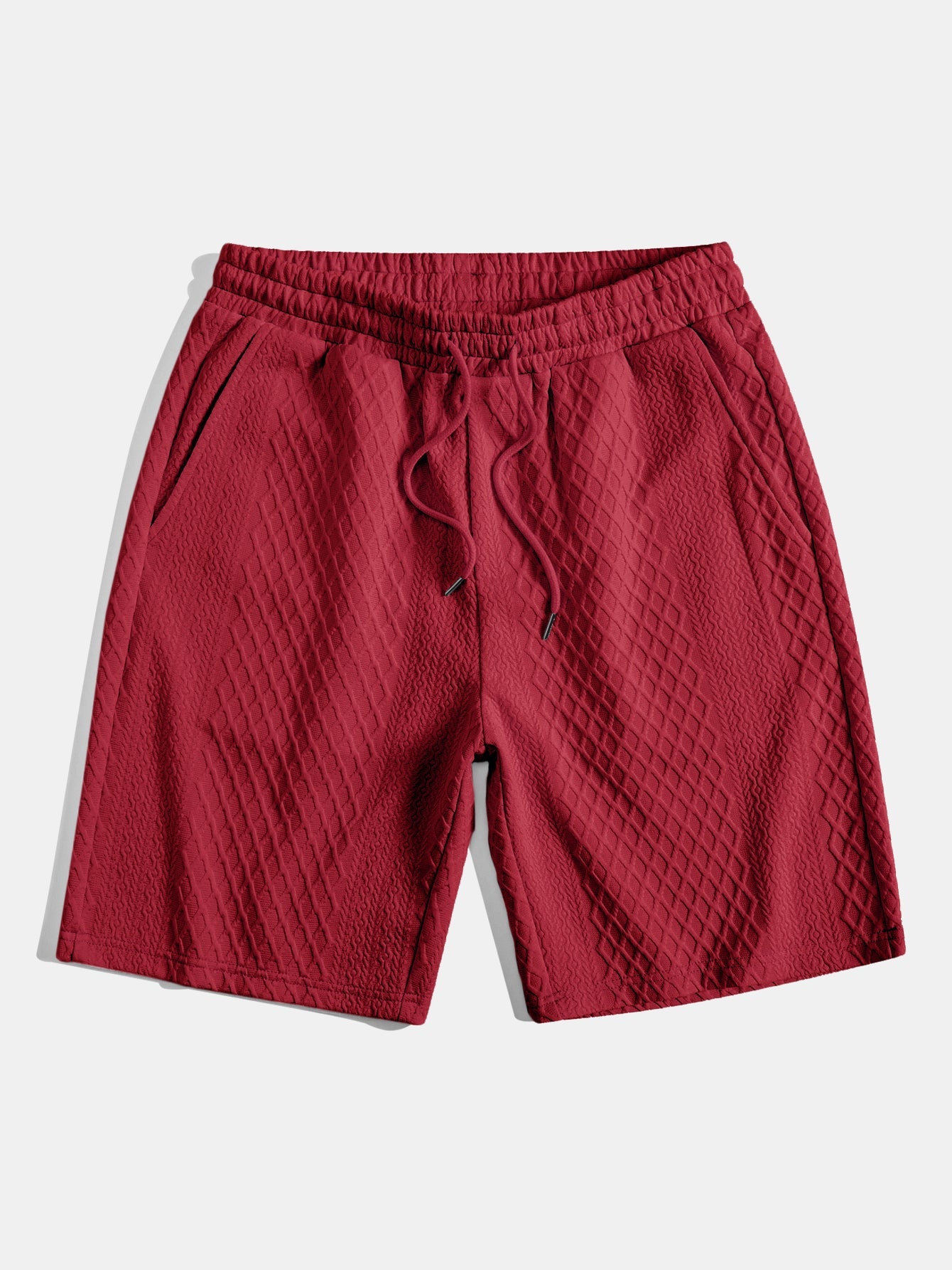 Diamond Geometric Jacquard Drawstring Shorts - Naturzy