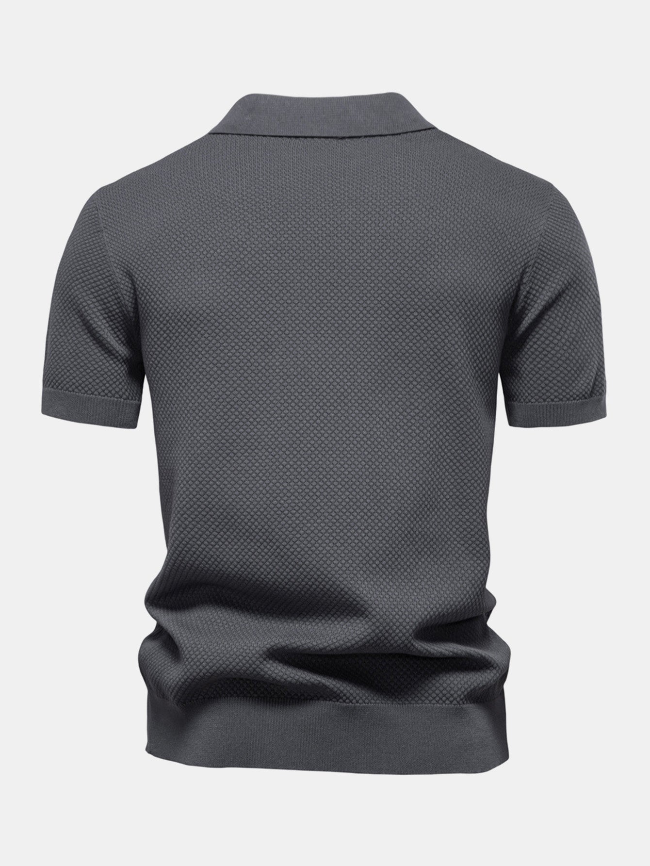 Pineapple Texture Knit V Neck Polo - Naturzy