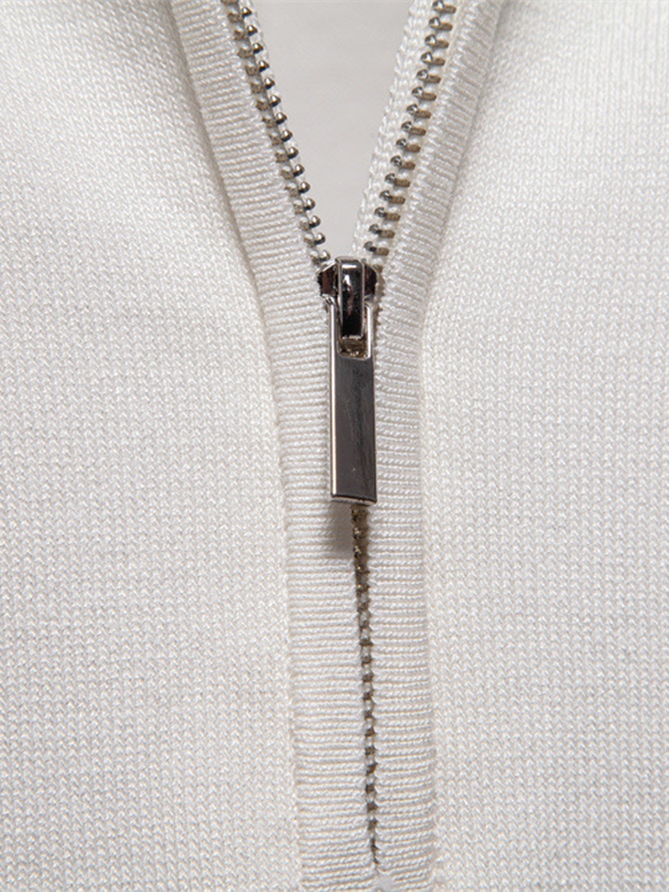 Contrast Trim Zipper Knit Polo Shirt - Naturzy