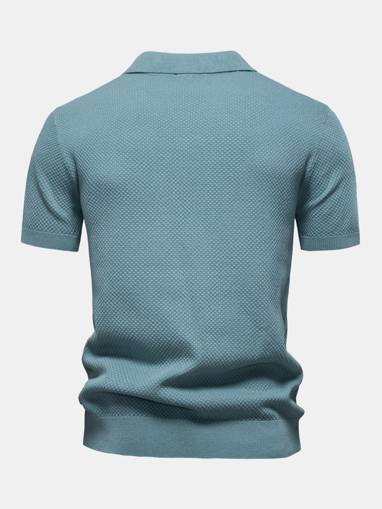 Pineapple Texture Knit V Neck Polo - Naturzy