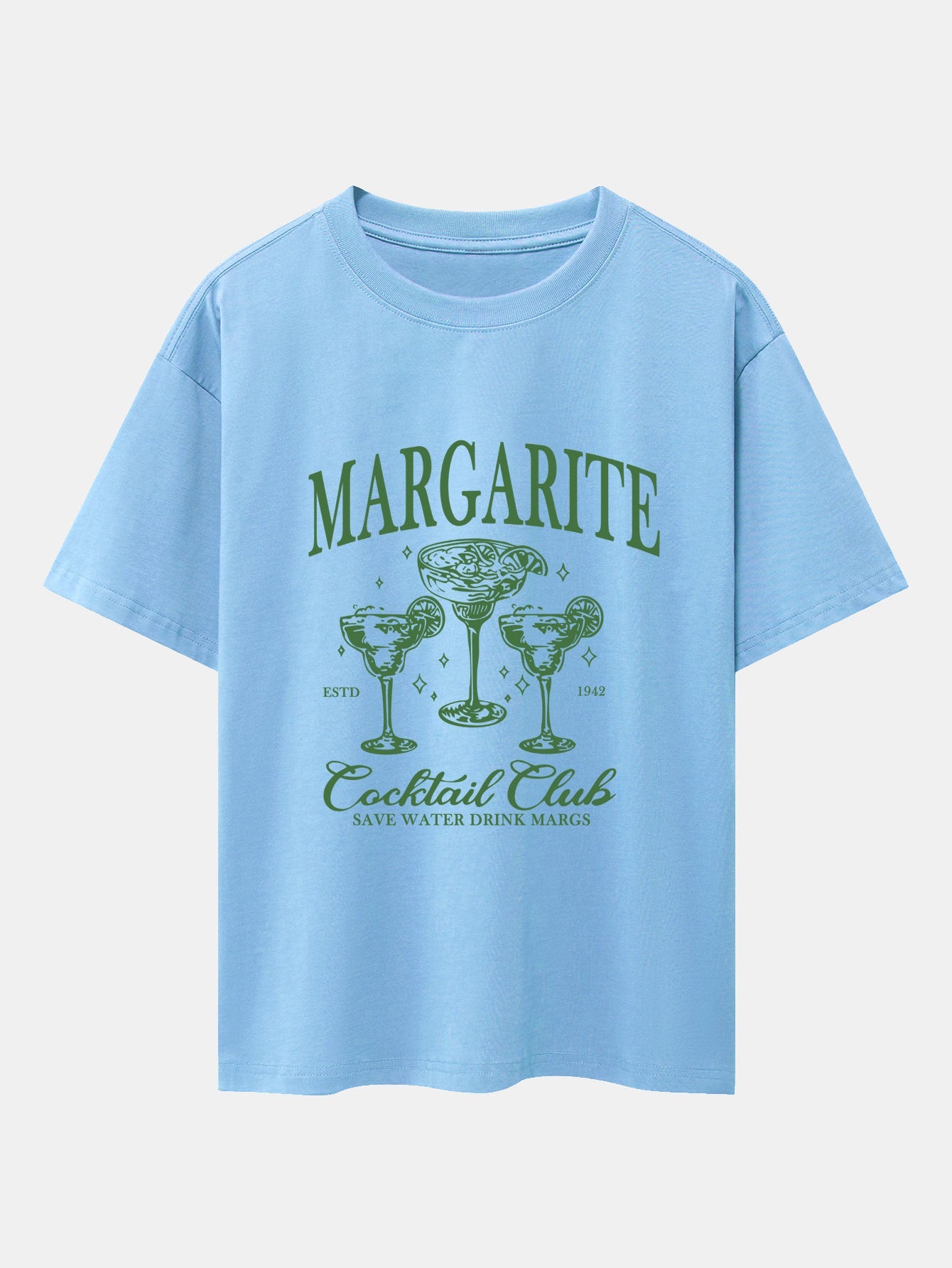 Cocktail Club Print Drop Shoulder Oversize T-Shirt - Naturzy