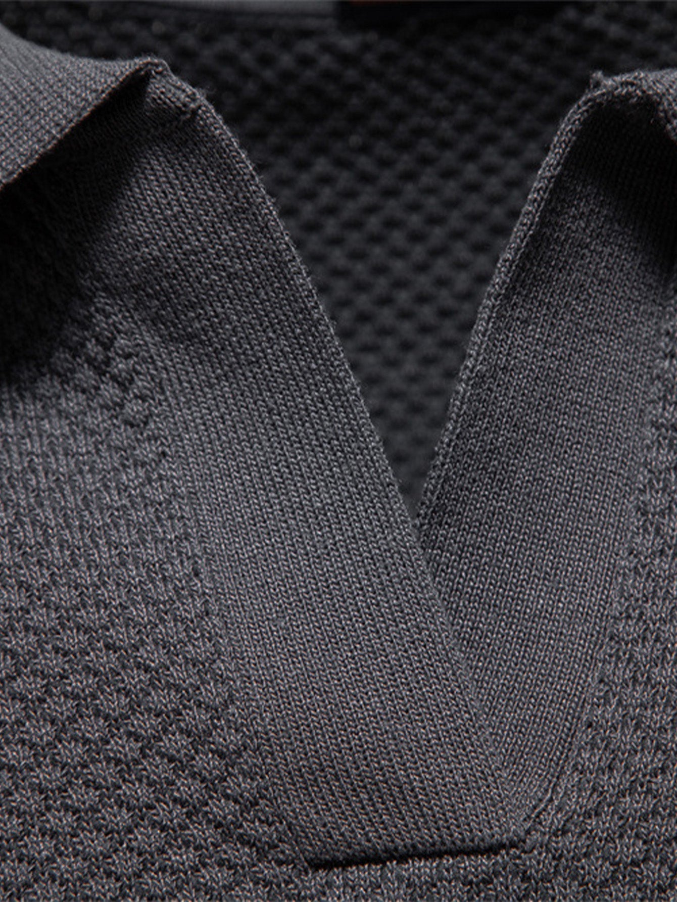 Pineapple Texture Knit V Neck Polo - Naturzy