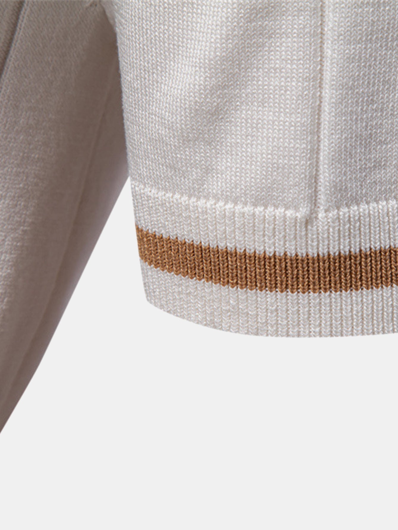 Contrast Trim Zipper Knit Polo Shirt - Naturzy