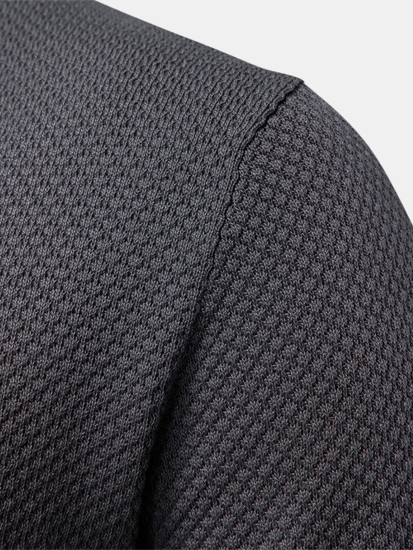 Pineapple Texture Knit V Neck Polo - Naturzy