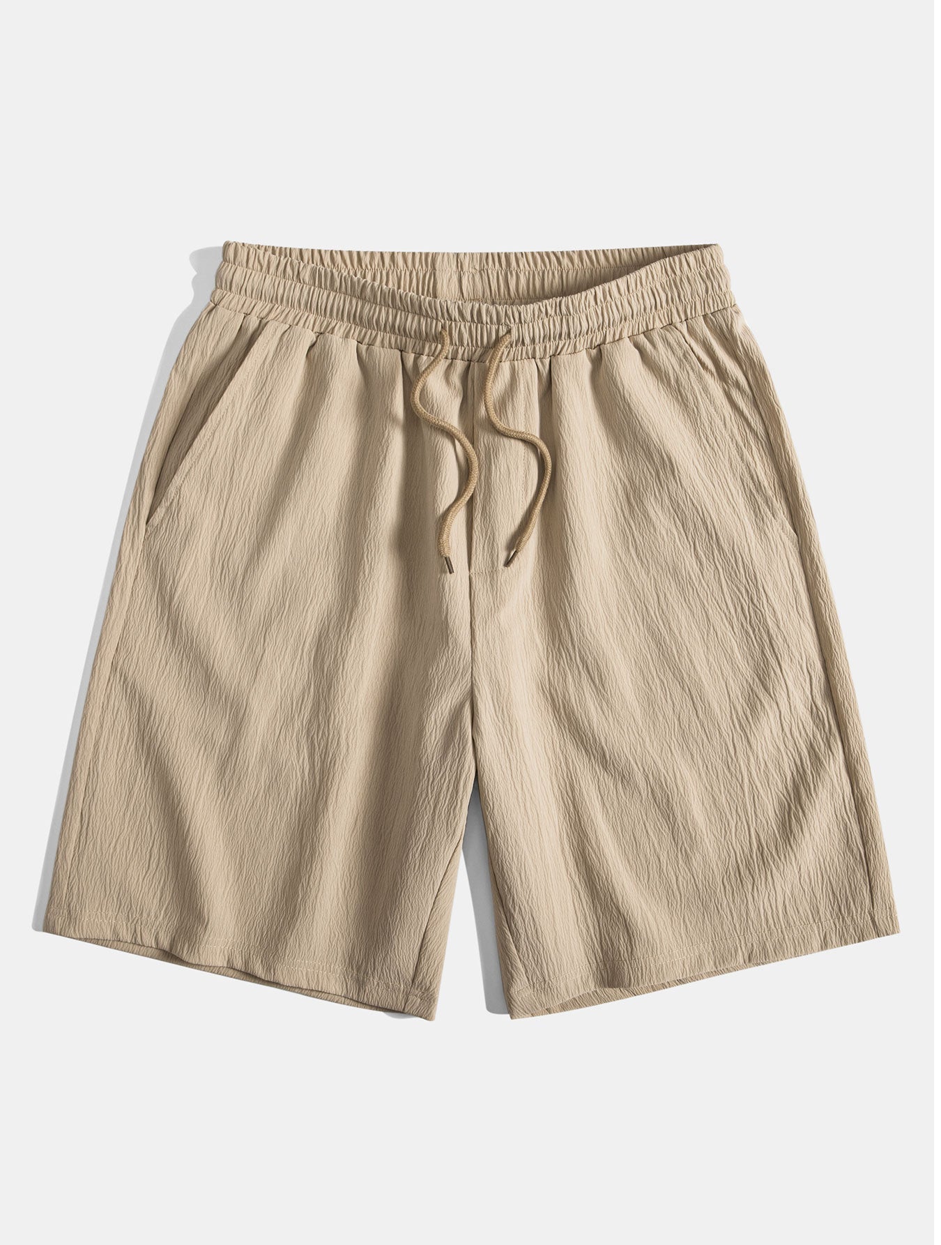 Crinkled Textured Drawstring Shorts - Naturzy