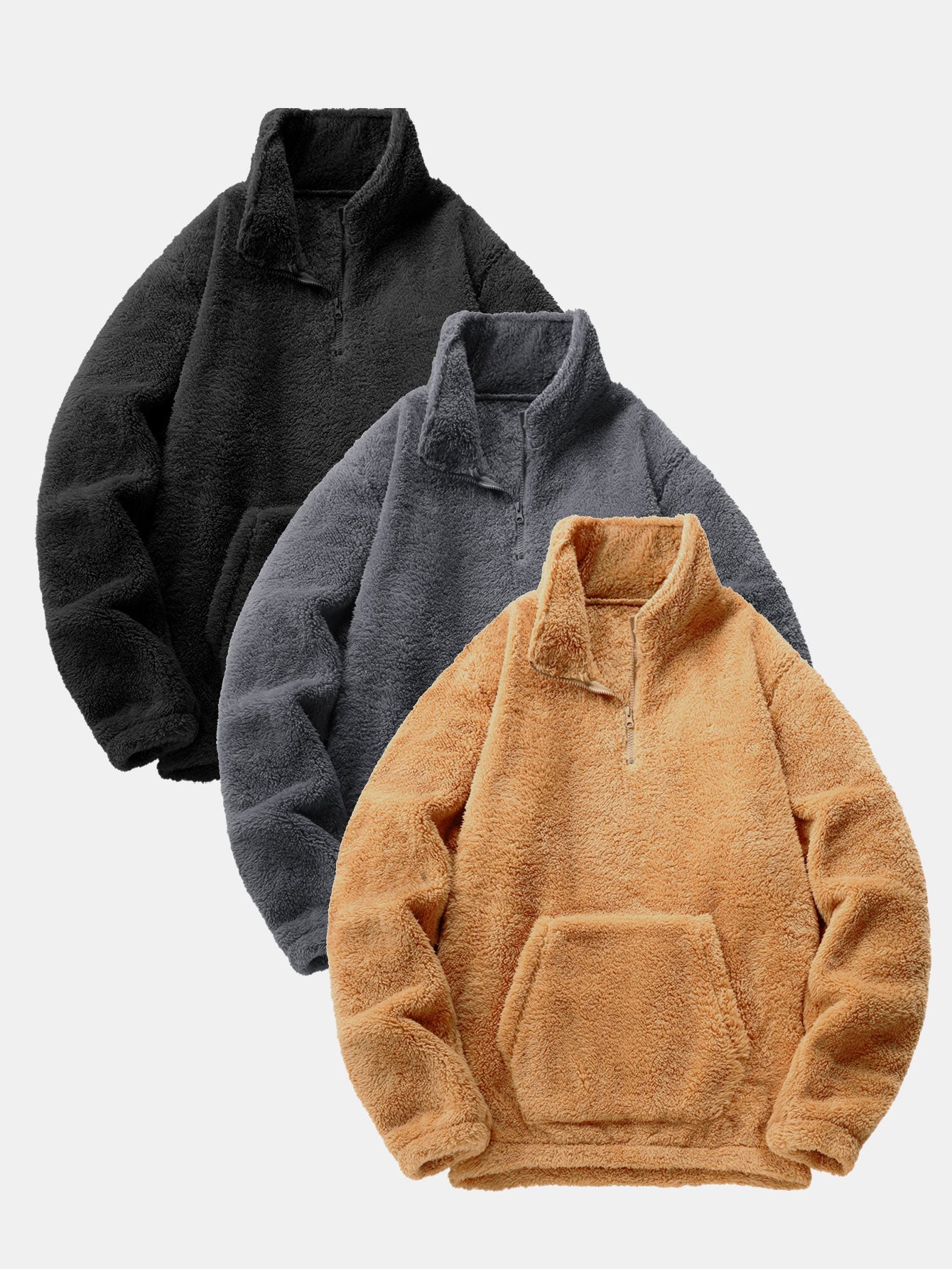 3 Pieces Quarter Zip Teddy Sweatshirts