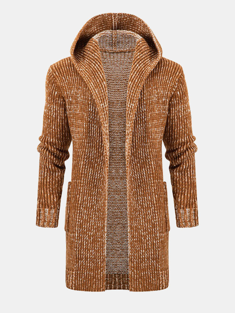 Long Line Knitted Hooded Cardigan - Naturzy