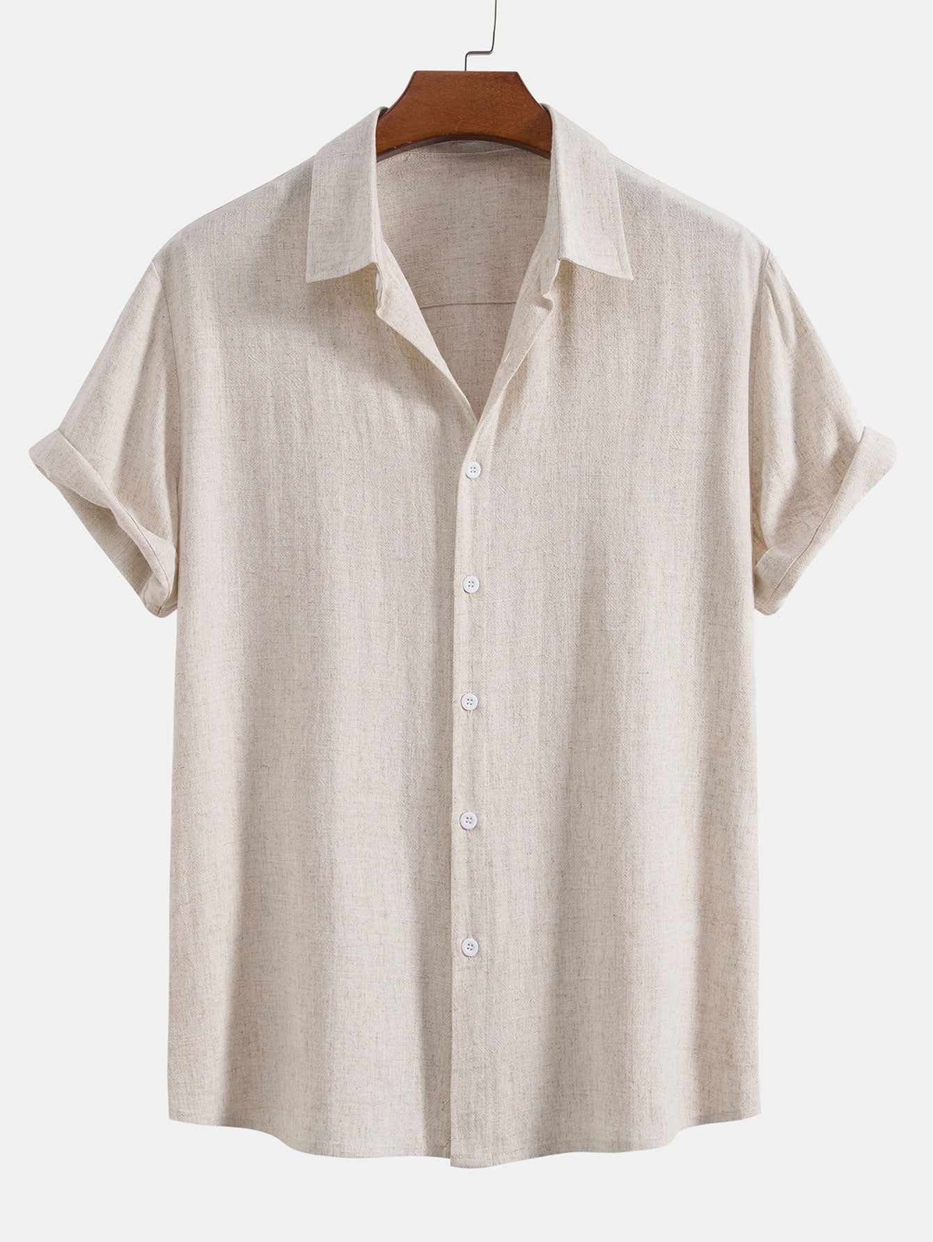 Linen Rayon Blend Button Up Shirt - Naturzy