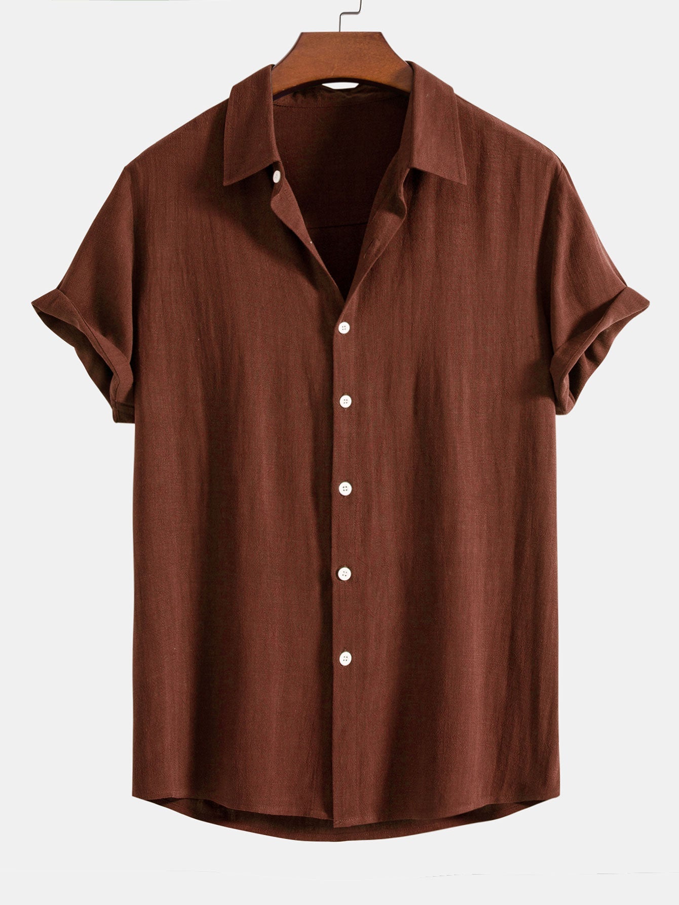 Linen Rayon Blend Button Up Shirt - Naturzy