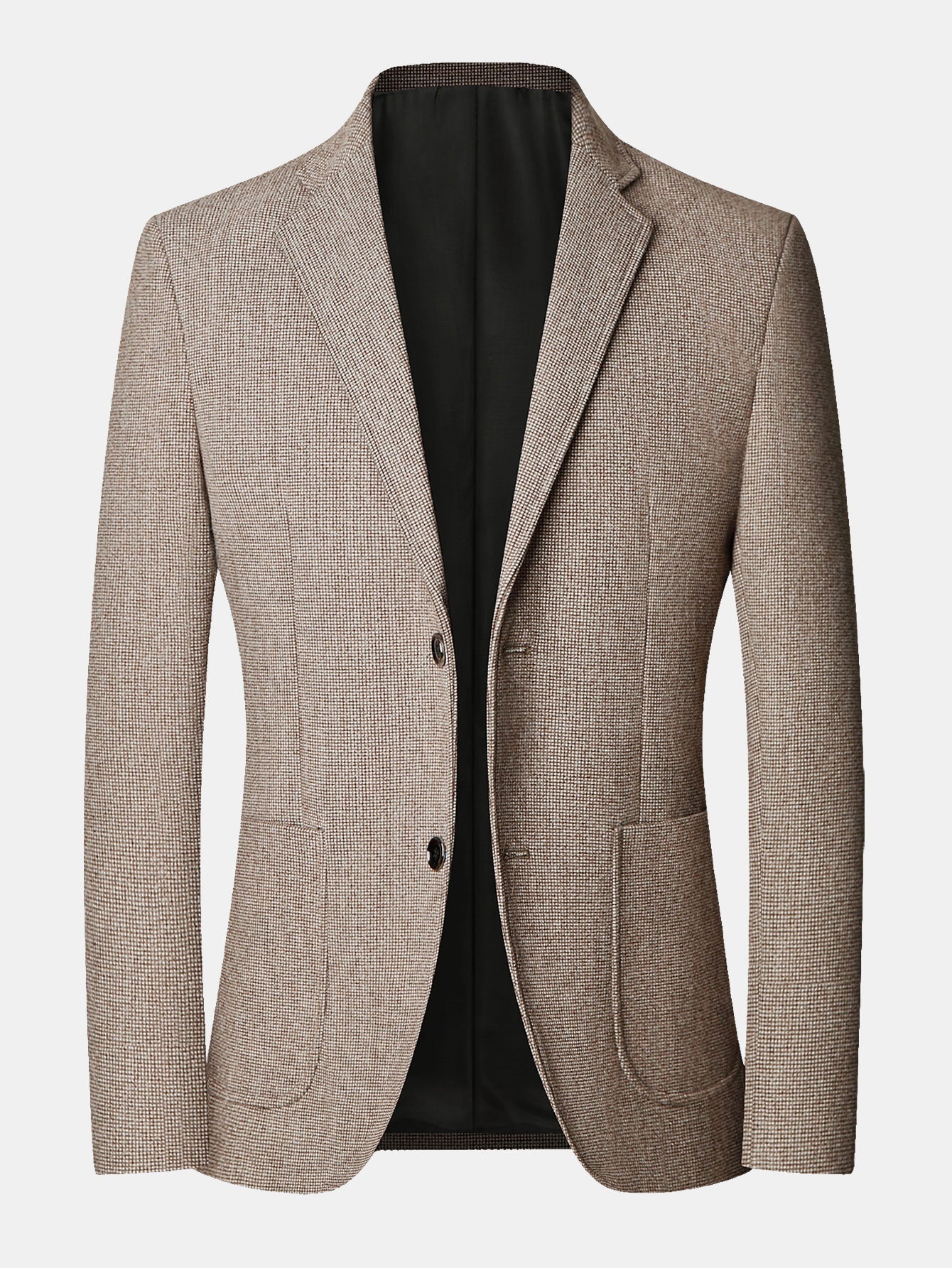 Wool Look Fine Check Blazer - Naturzy