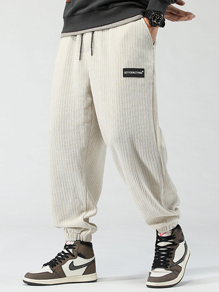 Corduroy Drawstring Pants - Naturzy