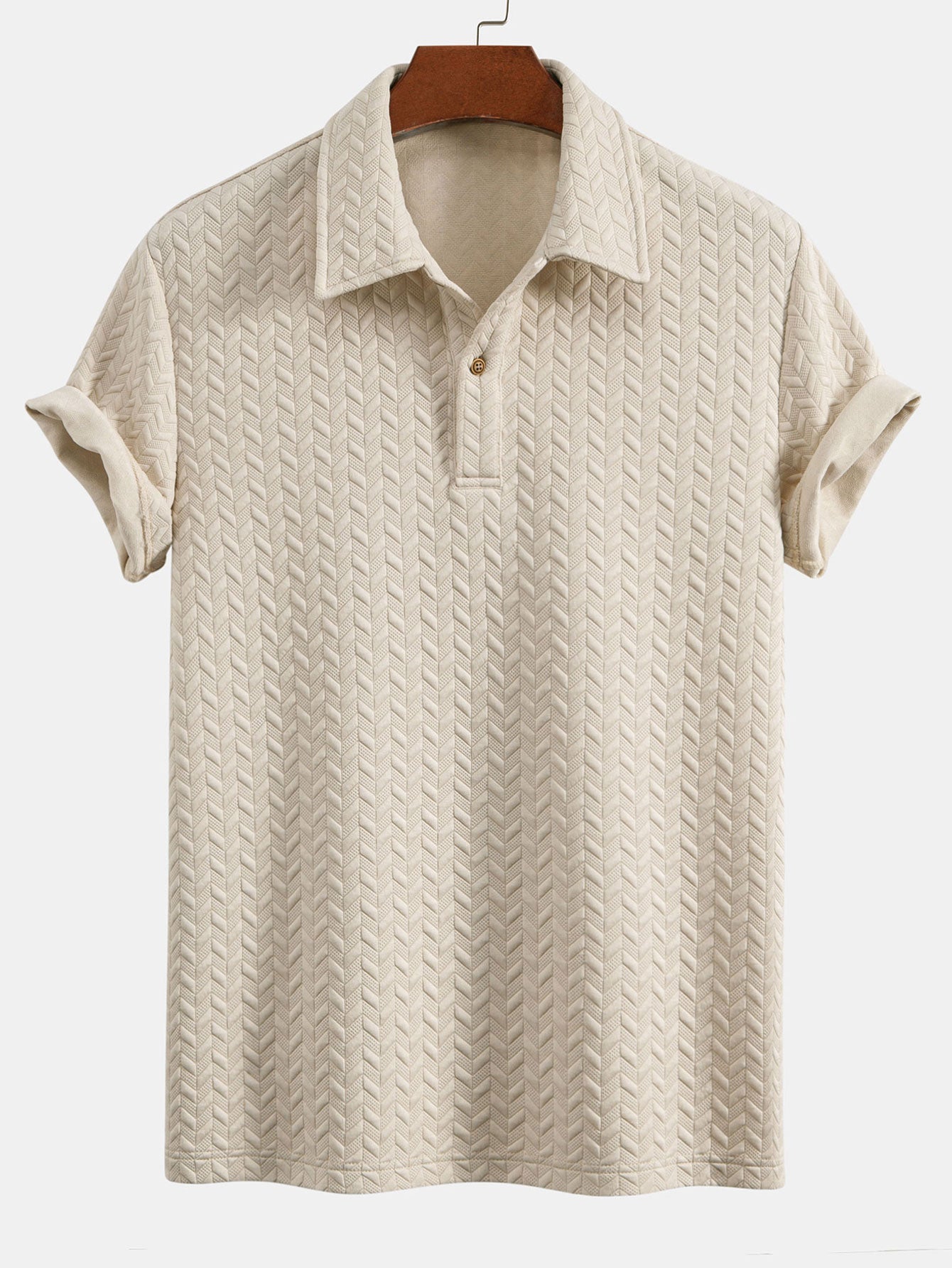 Short Sleeved Jacquard Textured Polo - Naturzy