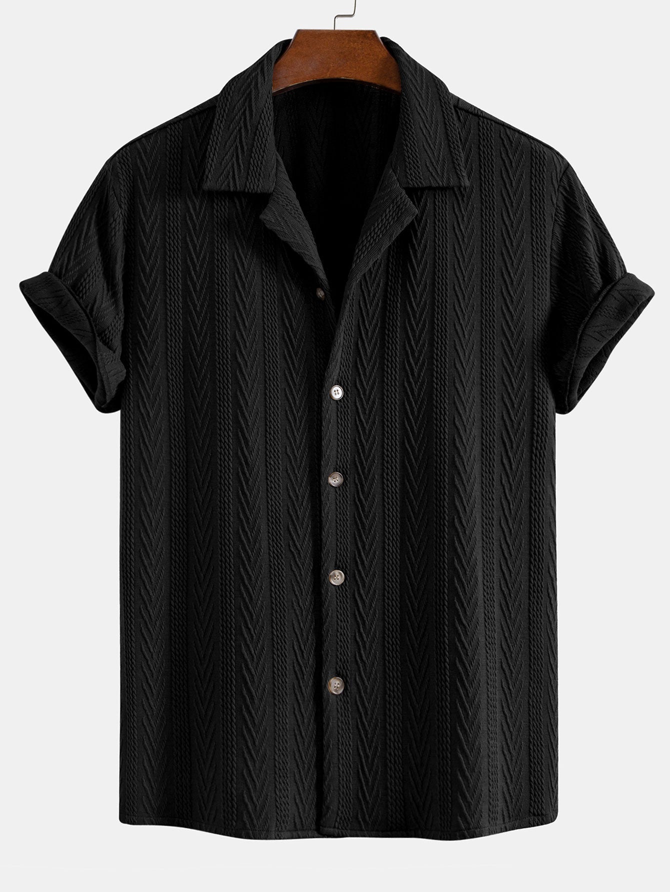Texture Jacquard Cuban Shirt - Naturzy