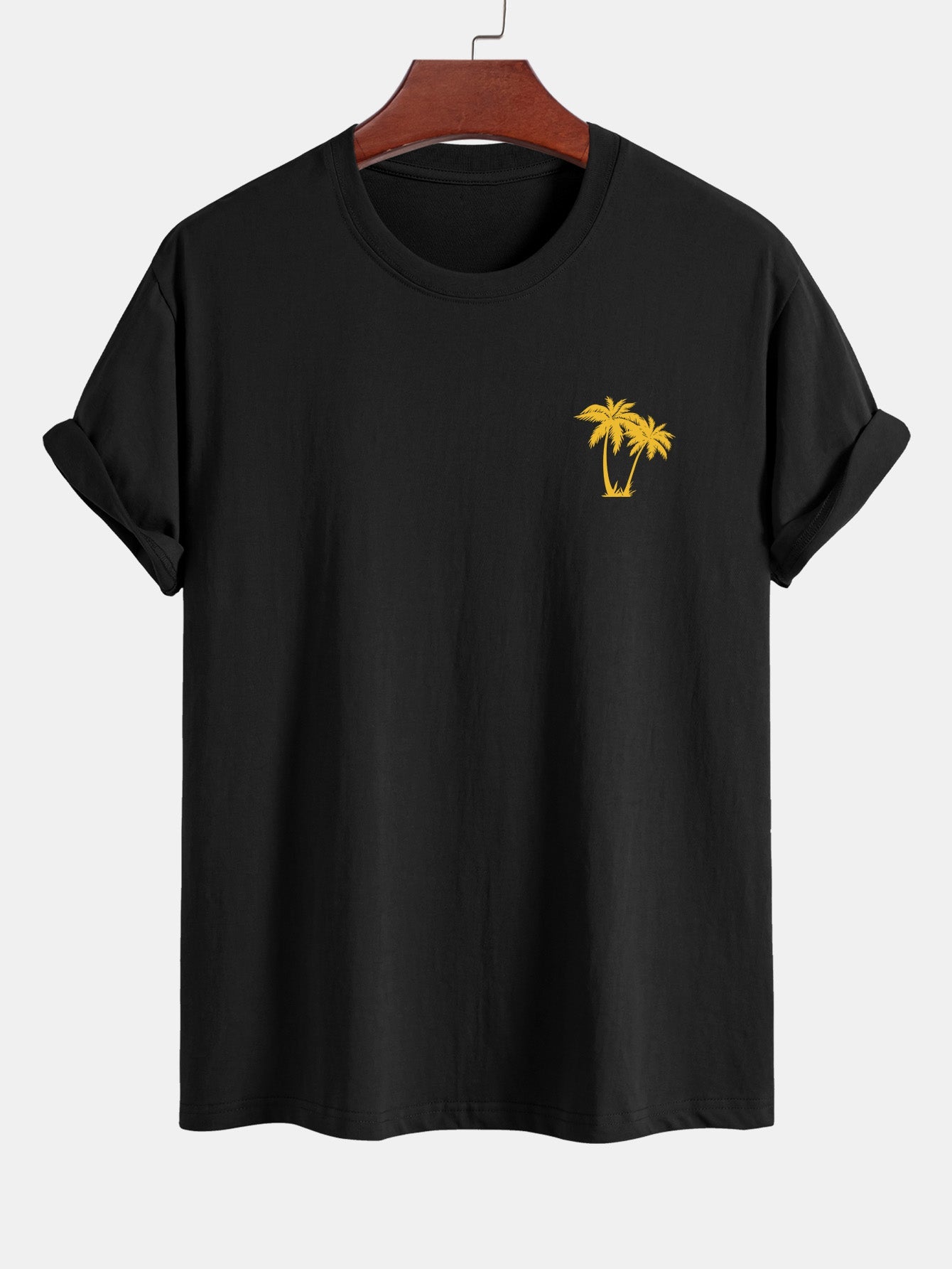 Regular Fit Palm Tree Print Cotton T-Shirt - Naturzy