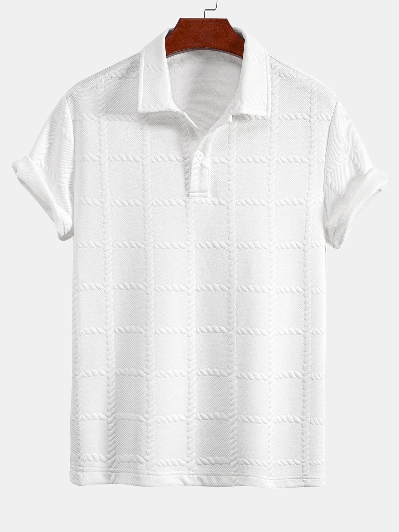 Checkered Jacquard Polo Shirt - Naturzy