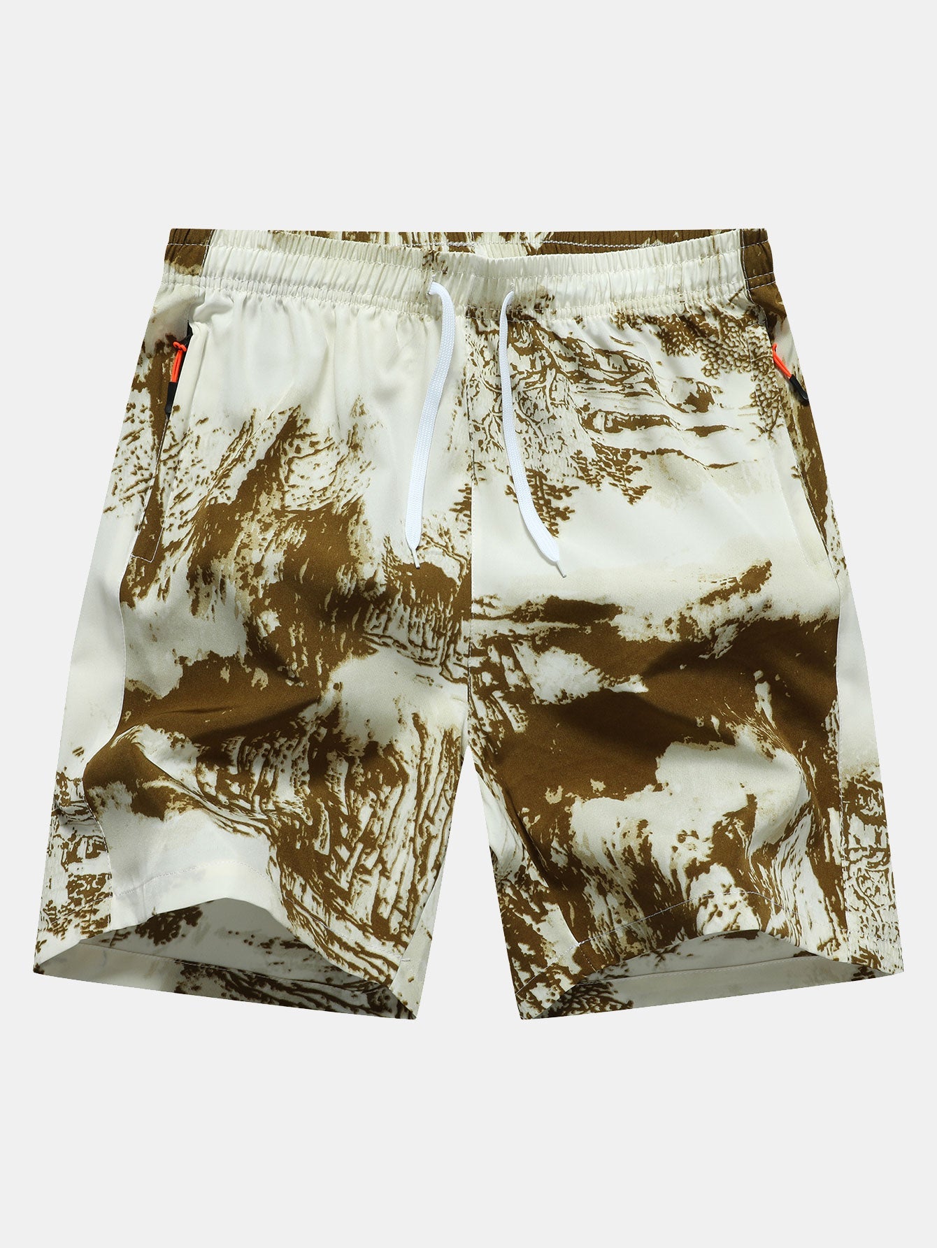 Ink Print Zipper Pocket Shorts - Naturzy