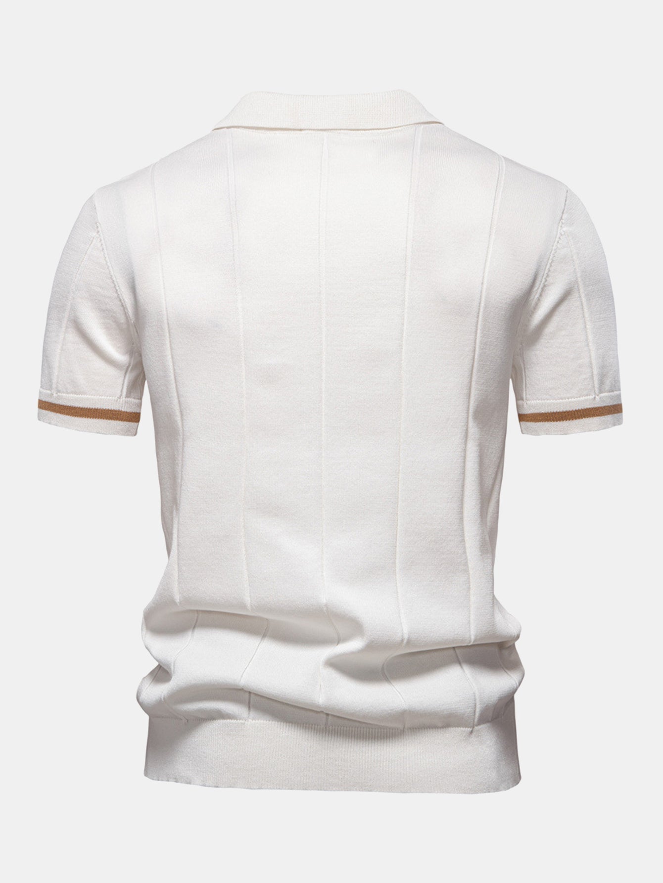 Contrast Trim Zipper Knit Polo Shirt - Naturzy