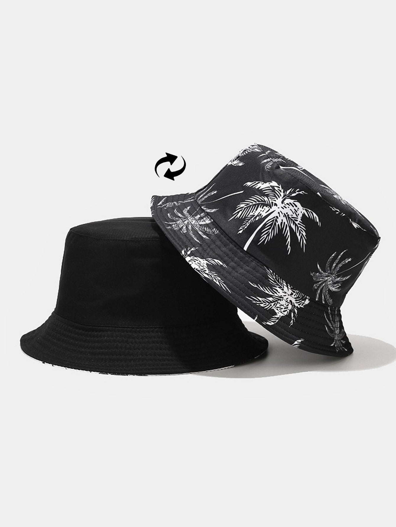 Double Side Reversible Palm Tree Pattern Bucket Hat - Naturzy