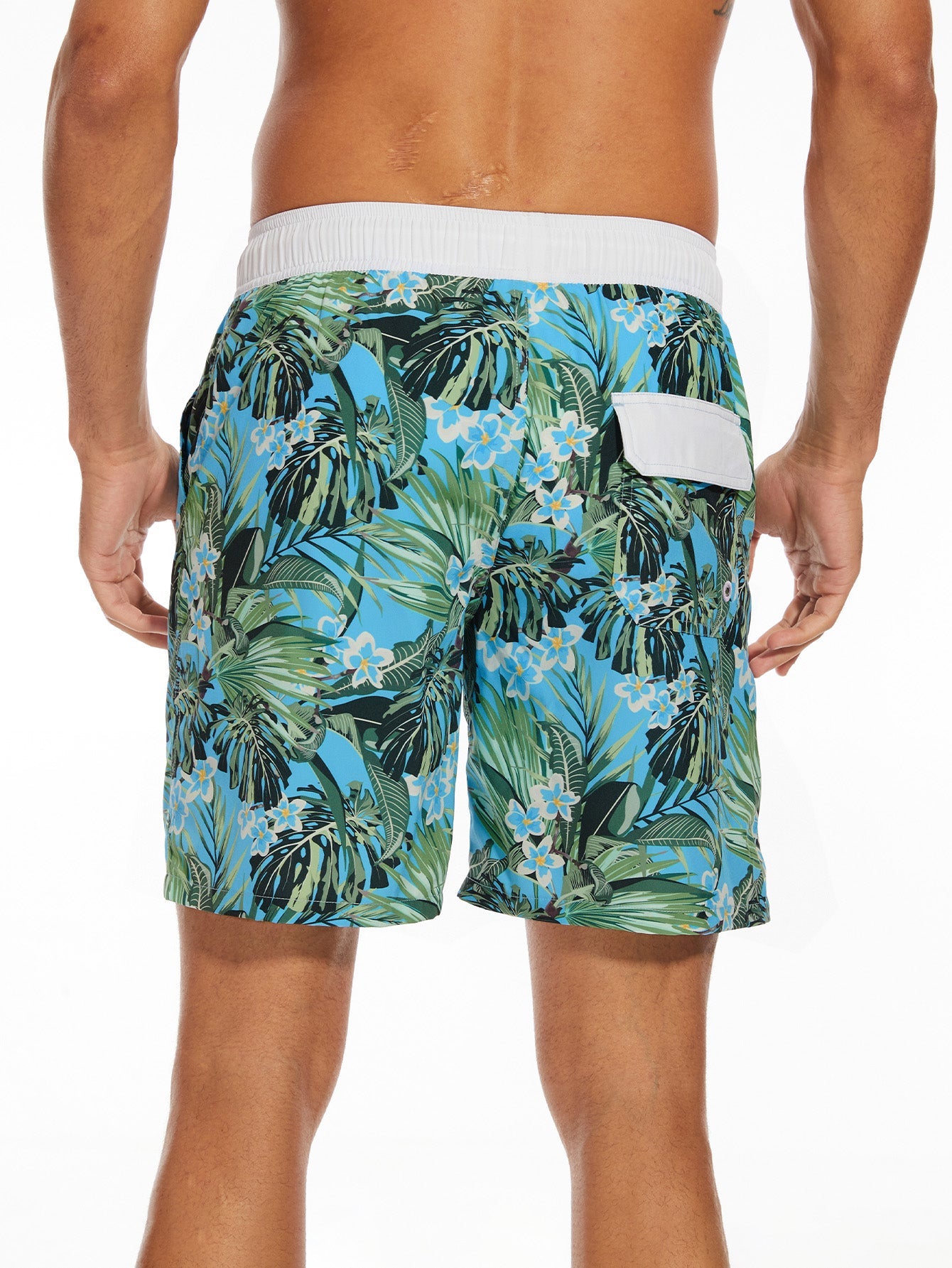 2 In 1 Contrast Tropical Print Swim Shorts - Naturzy