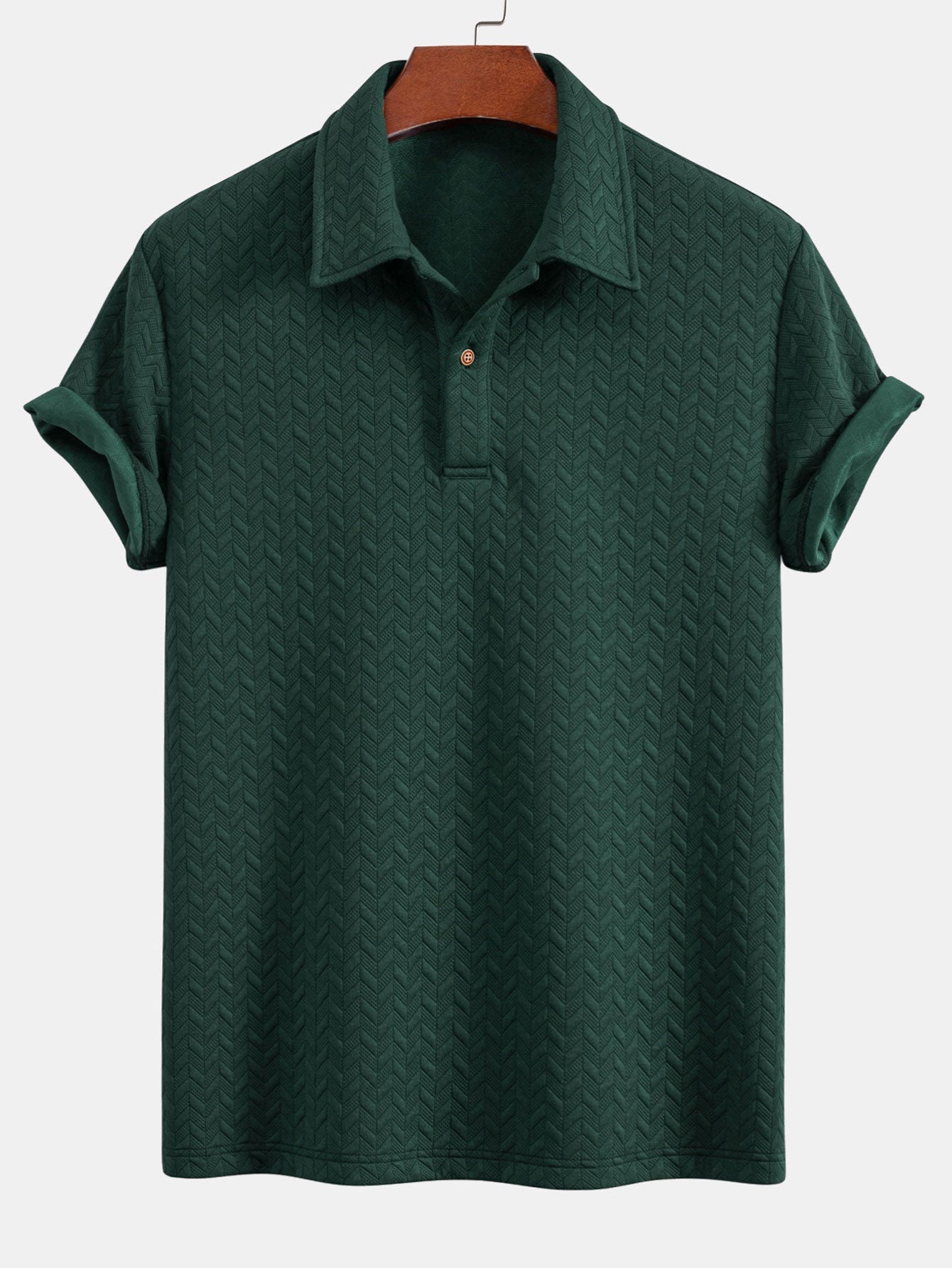 Short Sleeved Jacquard Textured Polo - Naturzy