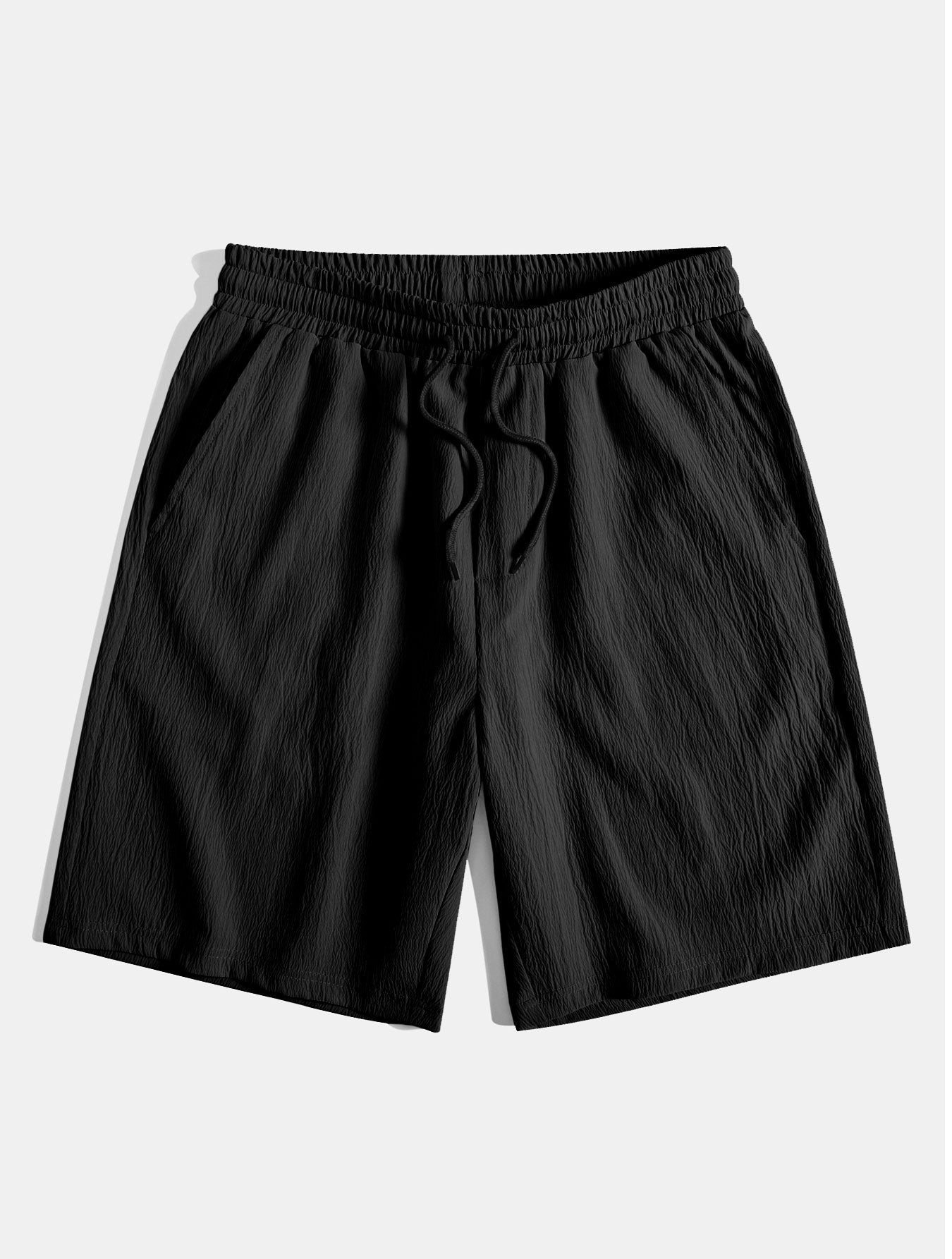 Crinkled Textured Drawstring Shorts - Naturzy