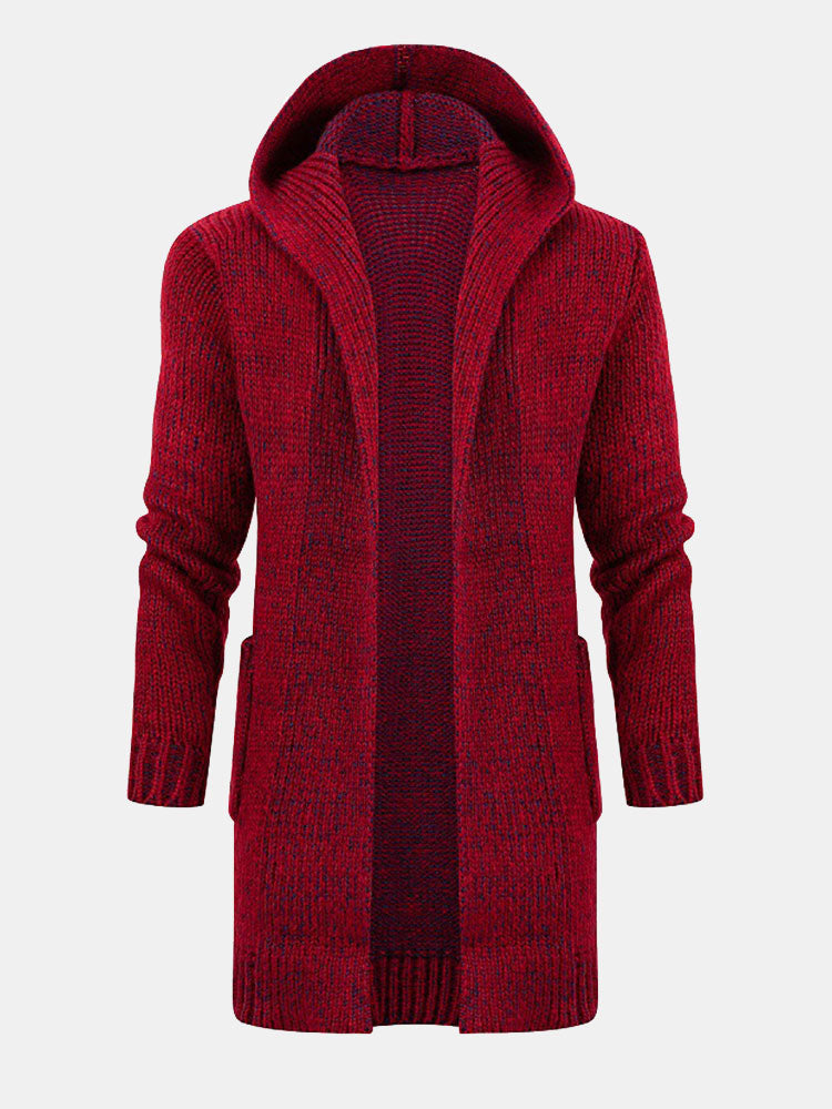Long Line Knitted Hooded Cardigan - Naturzy
