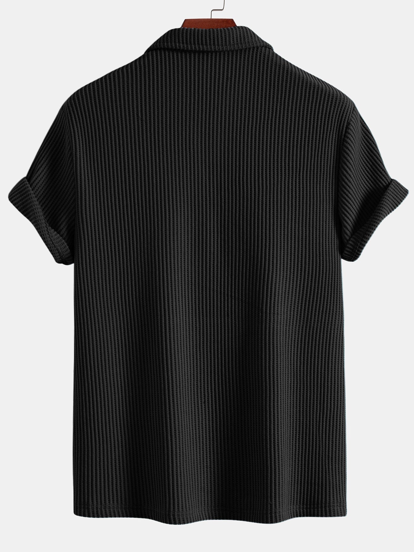 Short Sleeved Waffle V-neck Polo - Naturzy