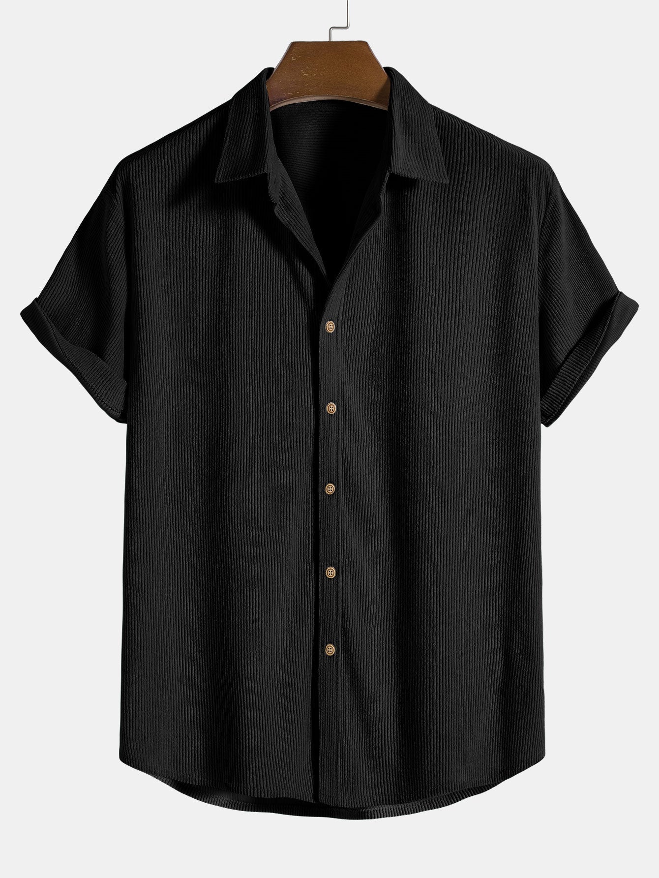 Corduroy Button Up Short Sleeved Shirt - Naturzy