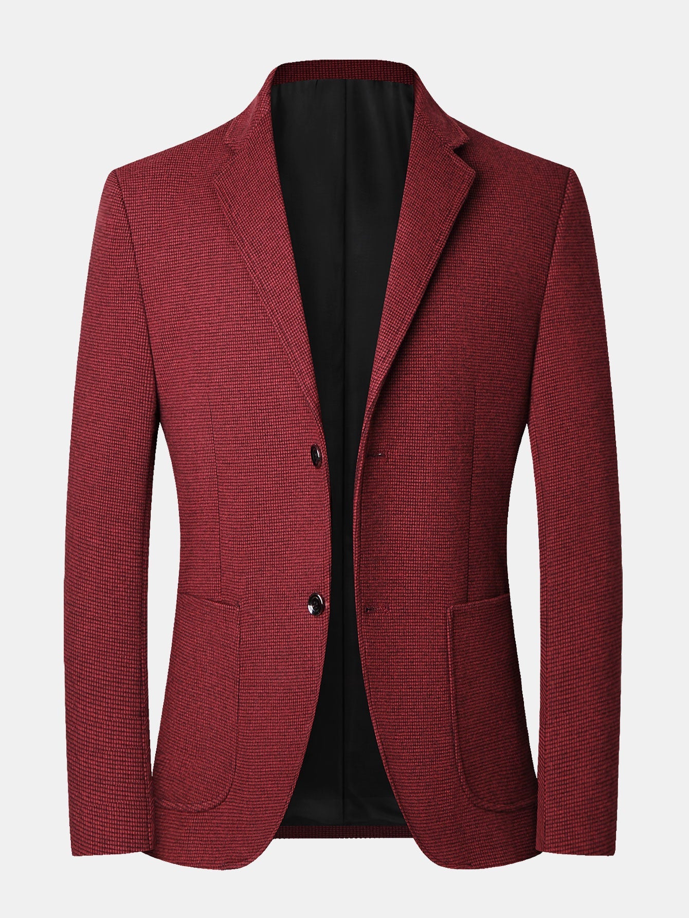 Wool Look Fine Check Blazer - Naturzy