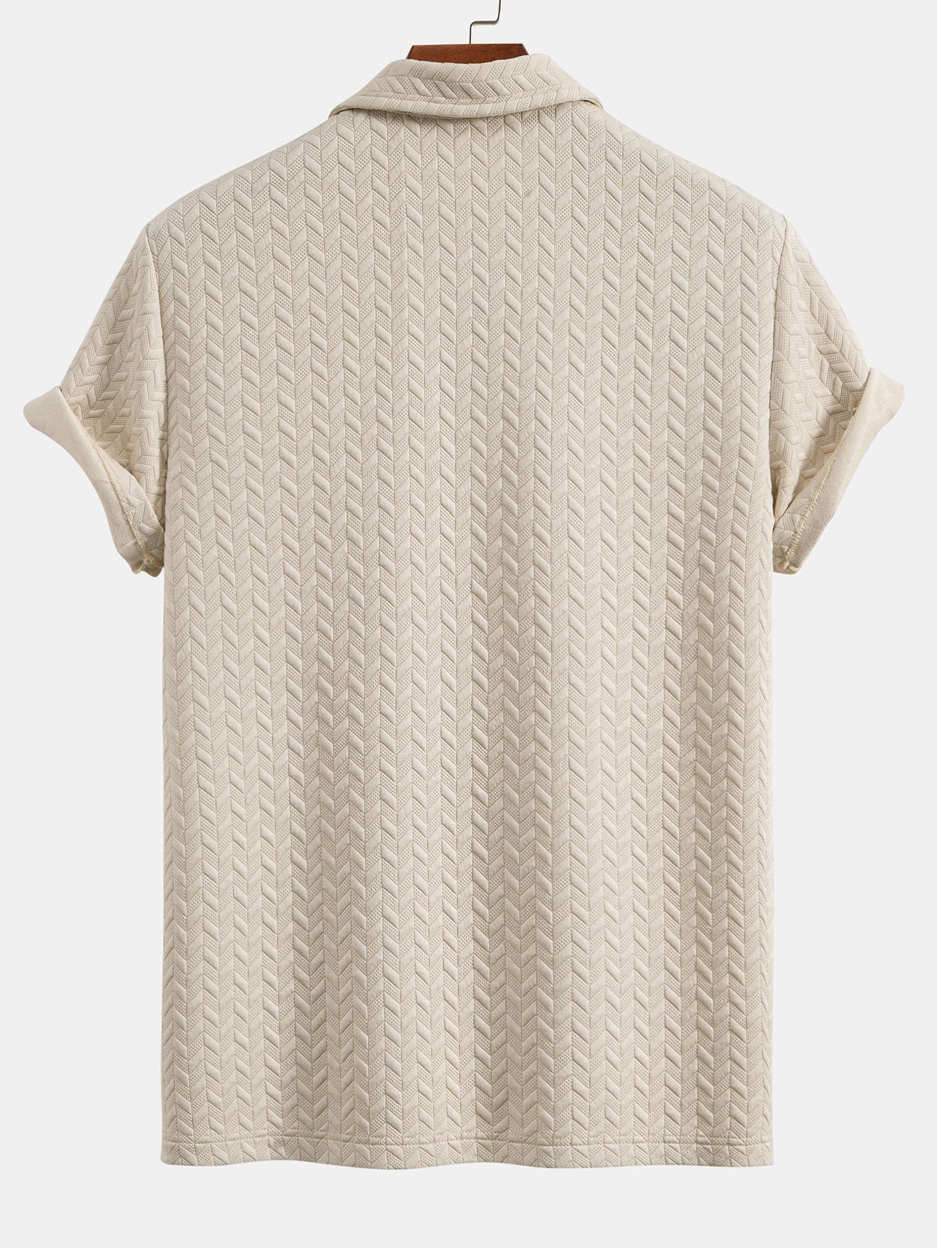 Short Sleeved Jacquard Textured Polo - Naturzy