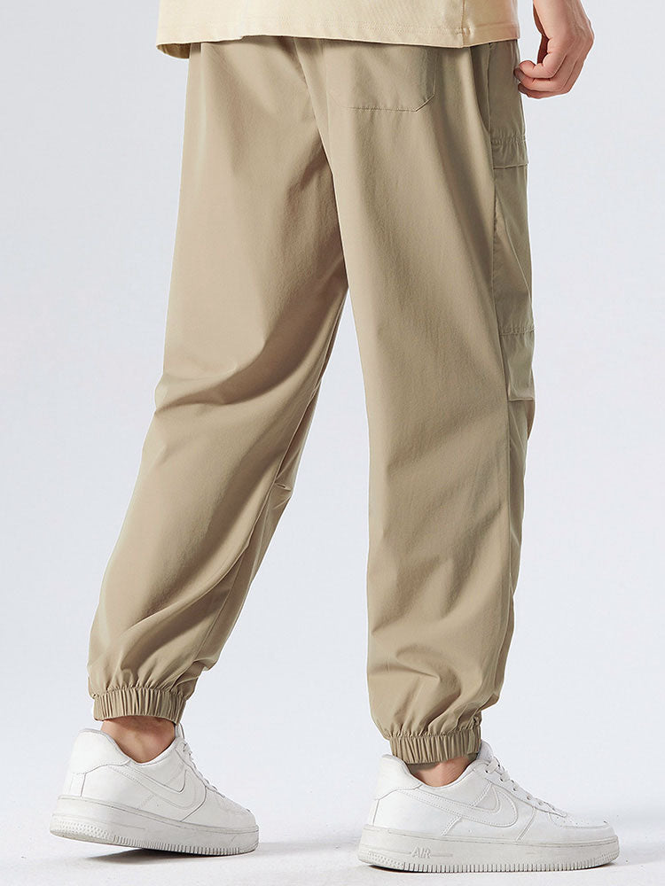 Elastic Waist Parachute Cargo Pants - Naturzy