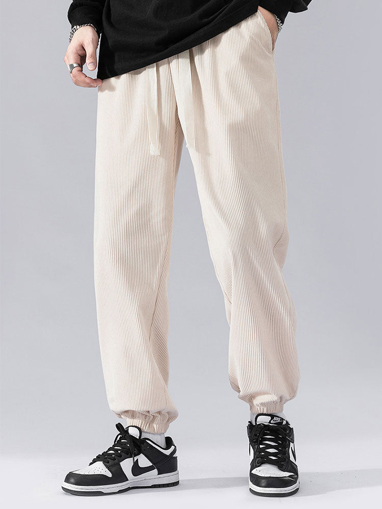 Drawstring Corduroy Joggers - Naturzy