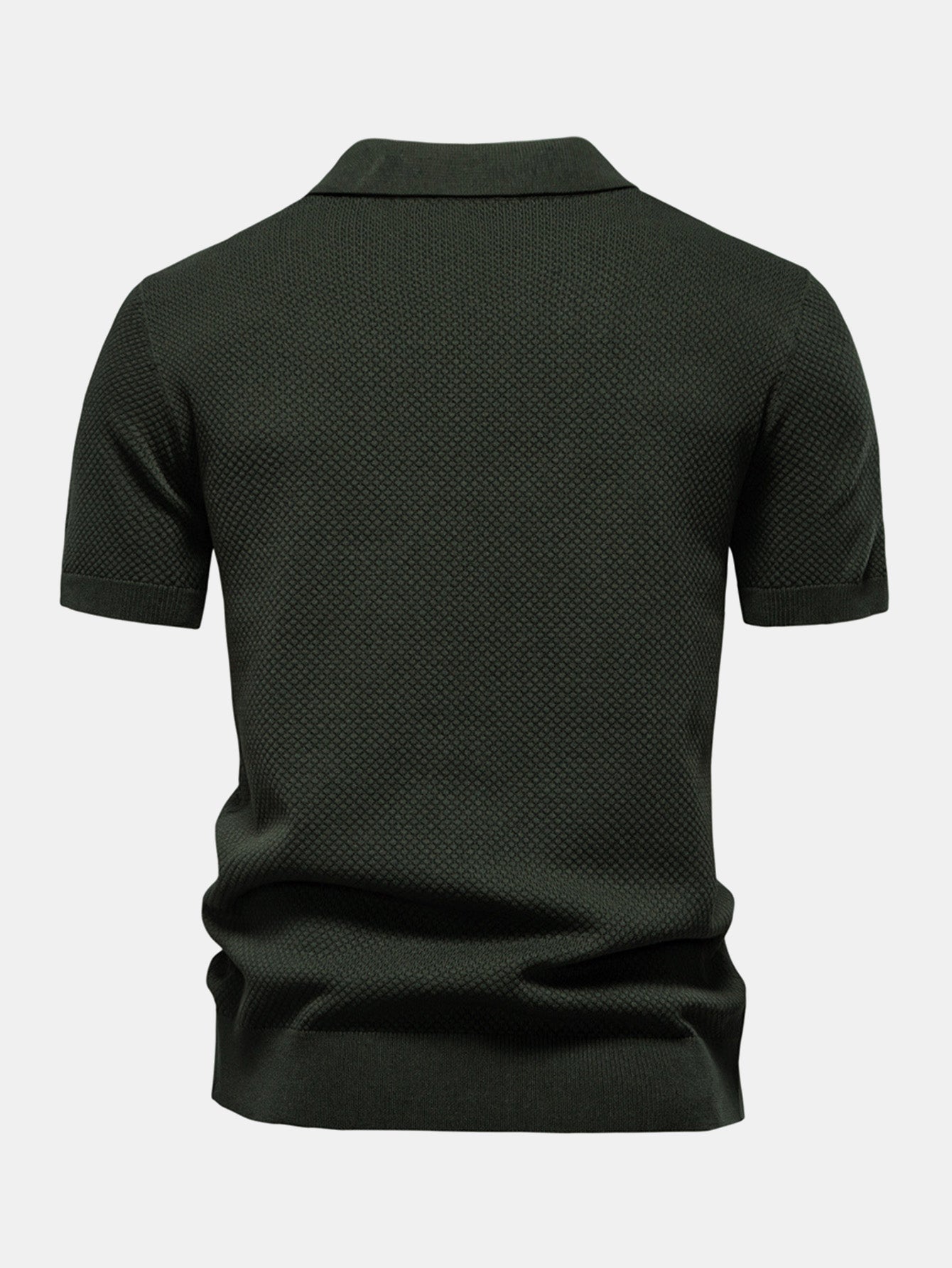 Pineapple Texture Knit V Neck Polo - Naturzy