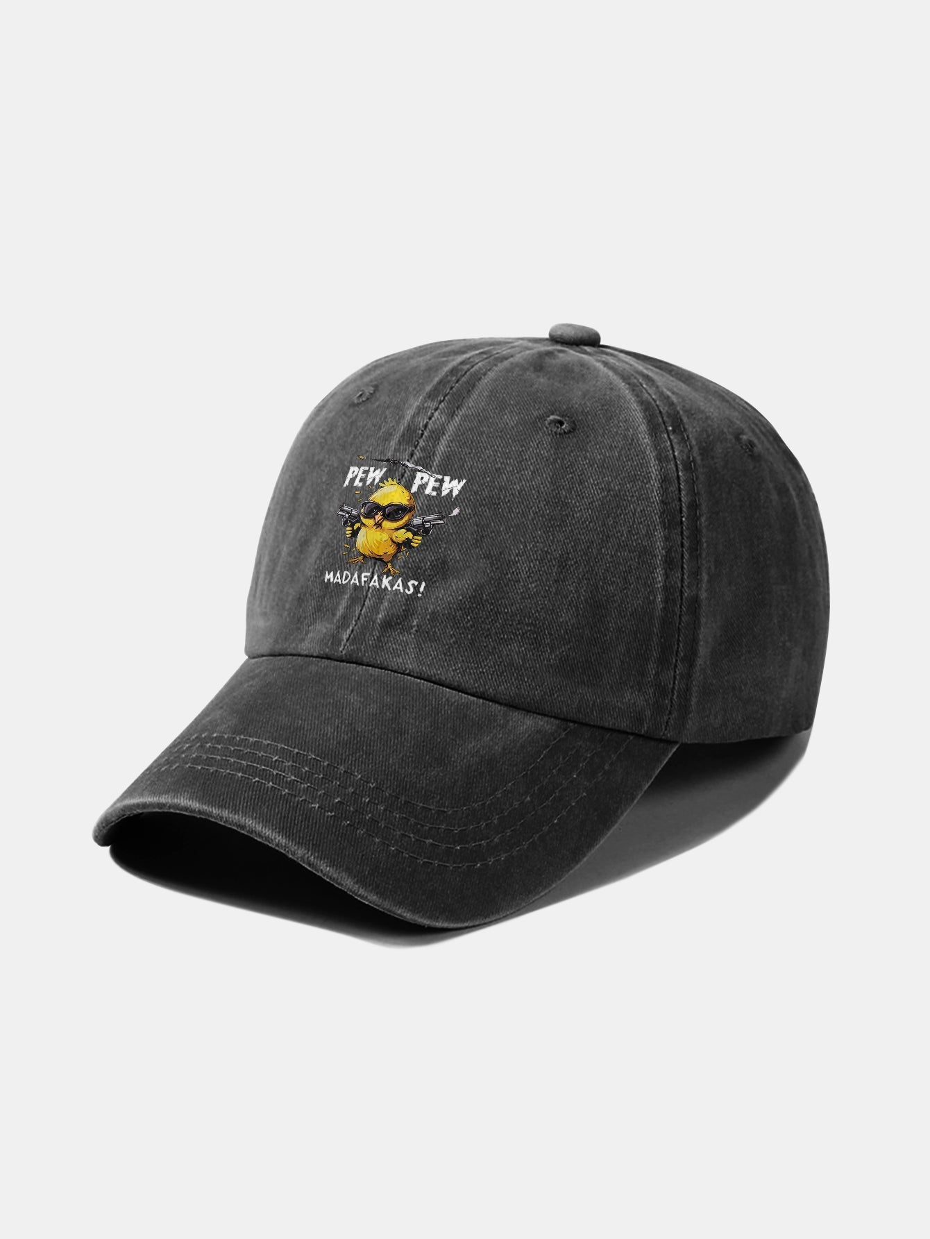 PEW PEW MADAFAKAS Chicken Pattern Casual Washed Cotton Baseball Cap - Naturzy