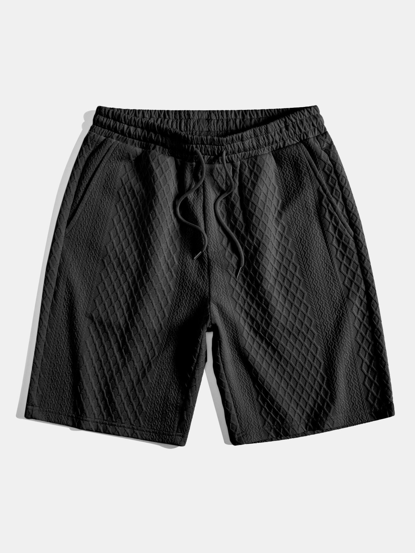 Diamond Geometric Jacquard Drawstring Shorts - Naturzy