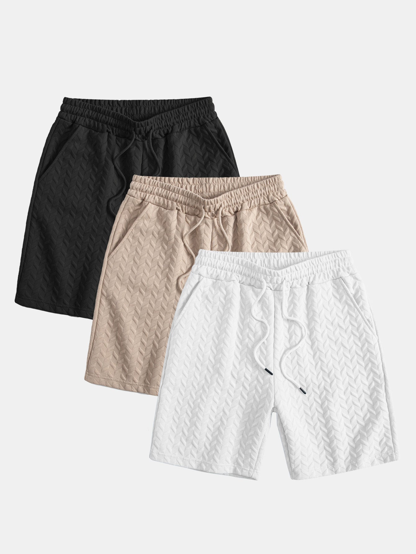 3 Pieces Geometric Jacquard Shorts - Naturzy