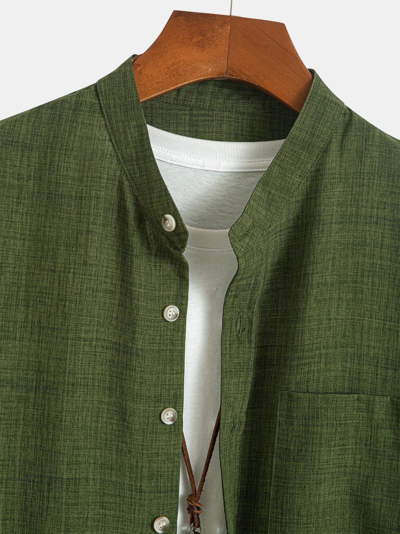 Long Sleeve Stand Collar Shirt - Naturzy