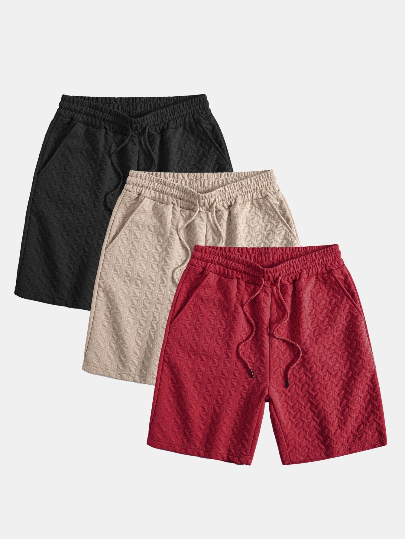 3 Pieces Geometric Jacquard Shorts - Naturzy