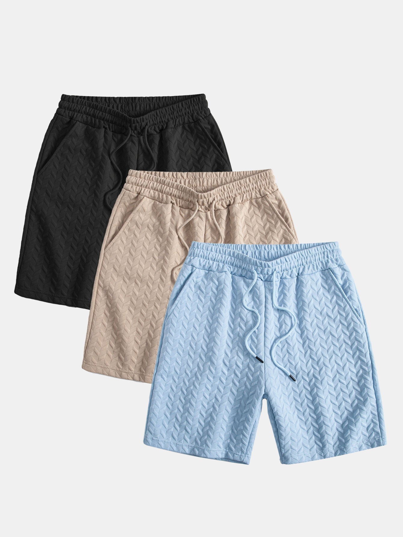 3 Pieces Geometric Jacquard Shorts - Naturzy