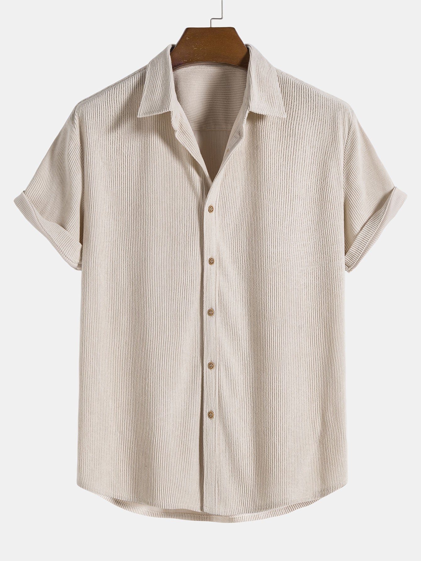 Corduroy Button Up Short Sleeved Shirt - Naturzy