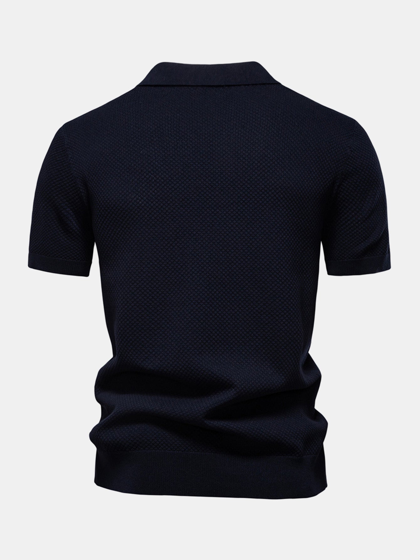 Pineapple Texture Knit V Neck Polo - Naturzy